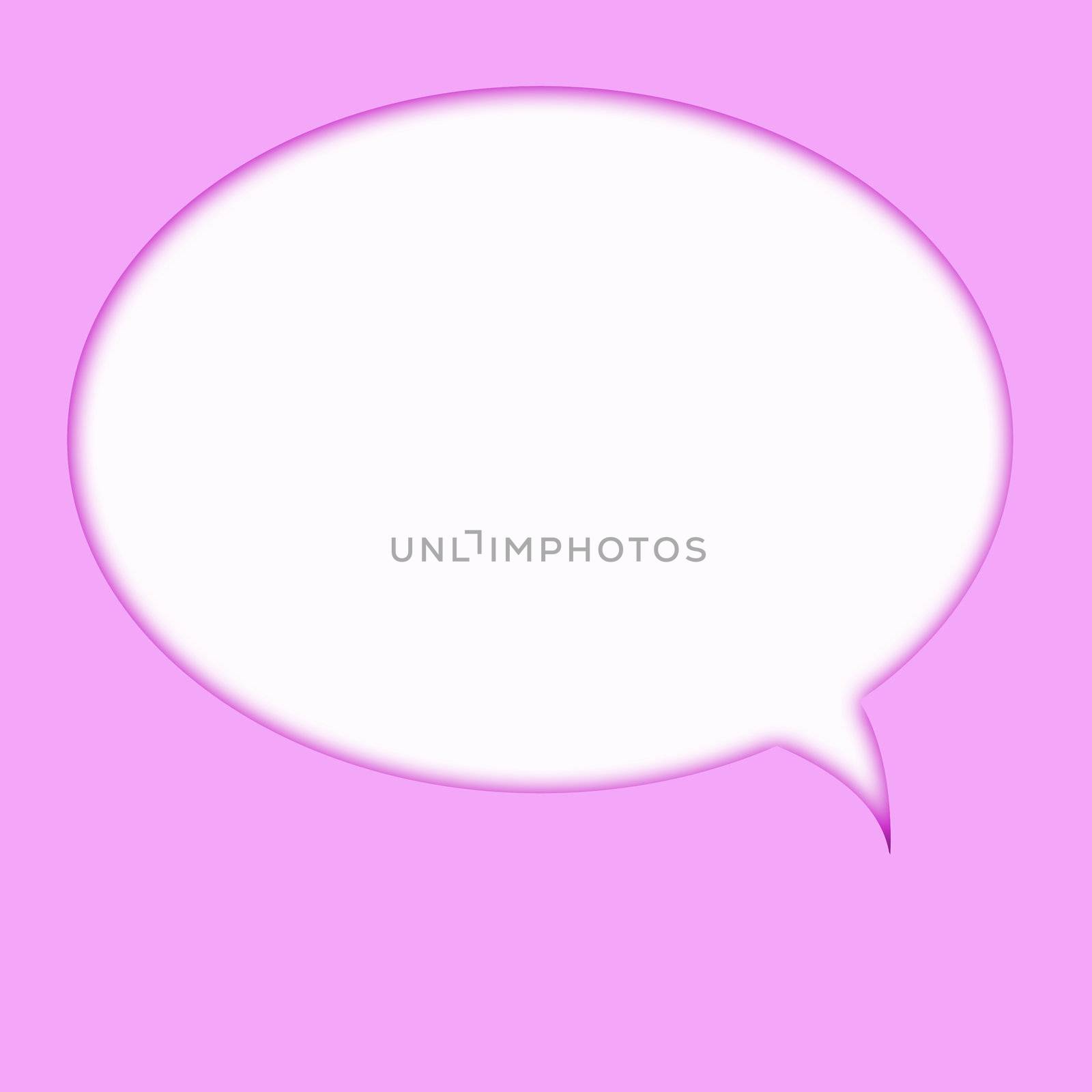 Computer designed speech bubble on pink background
