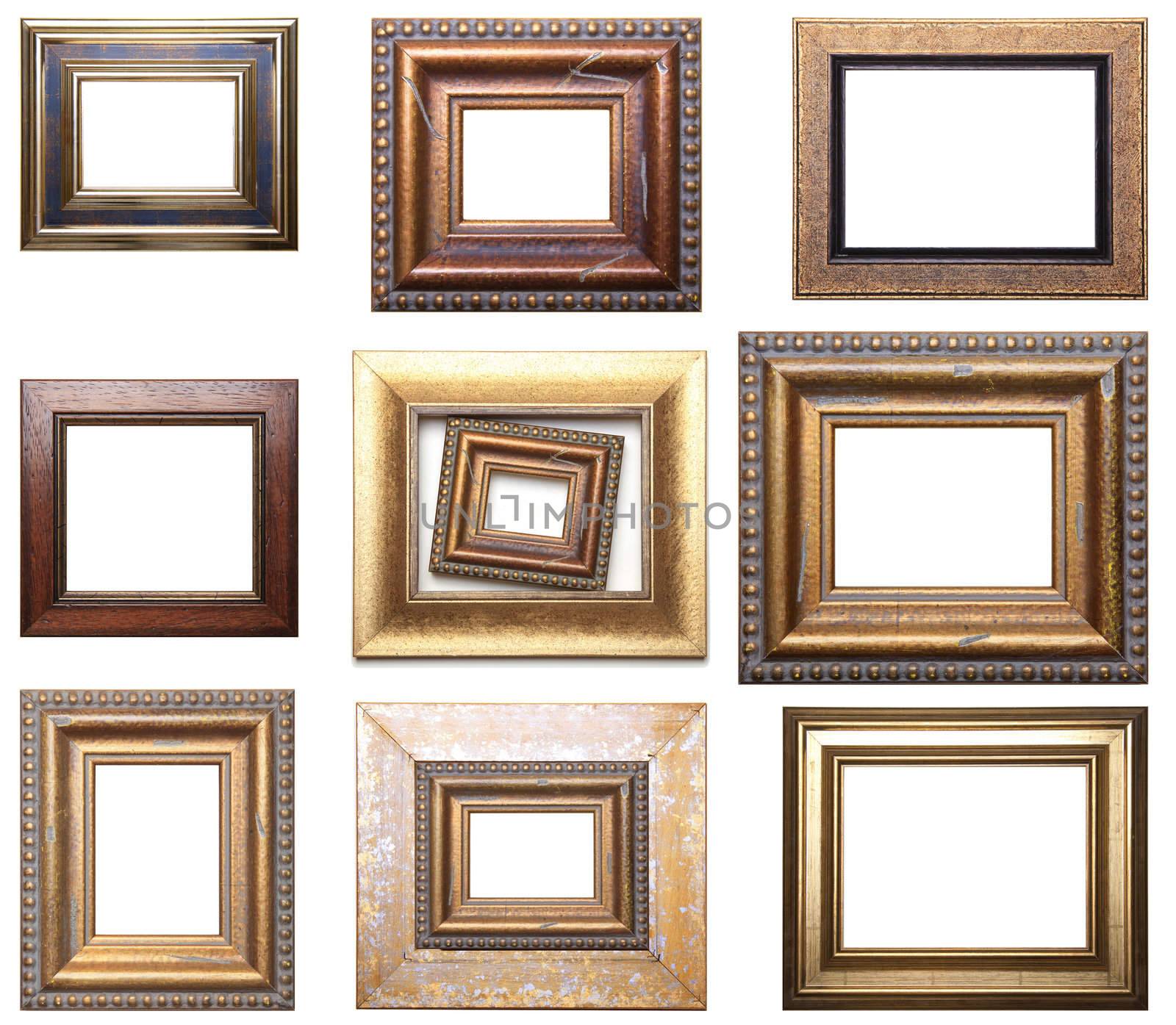 Group Of Pictures Frames Isolated On White Background, Design Element