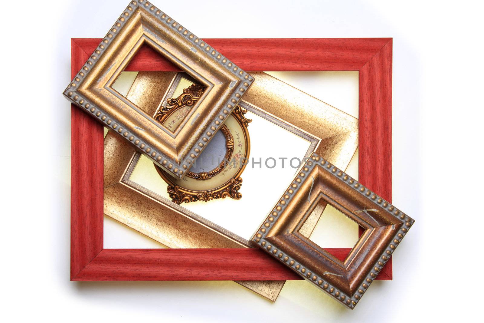 Old Picture Frame Isolated On White Background, Design Element