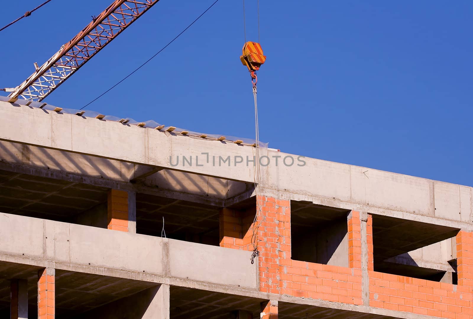 Construction site with blue sky background