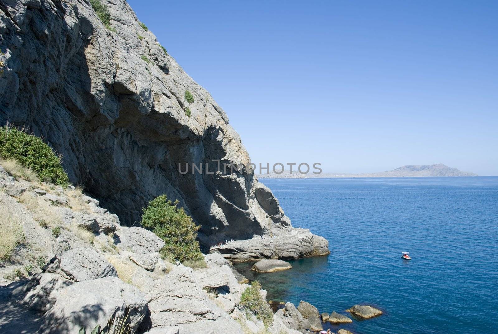 Greater mountain with a cave. On coast of the black sea.