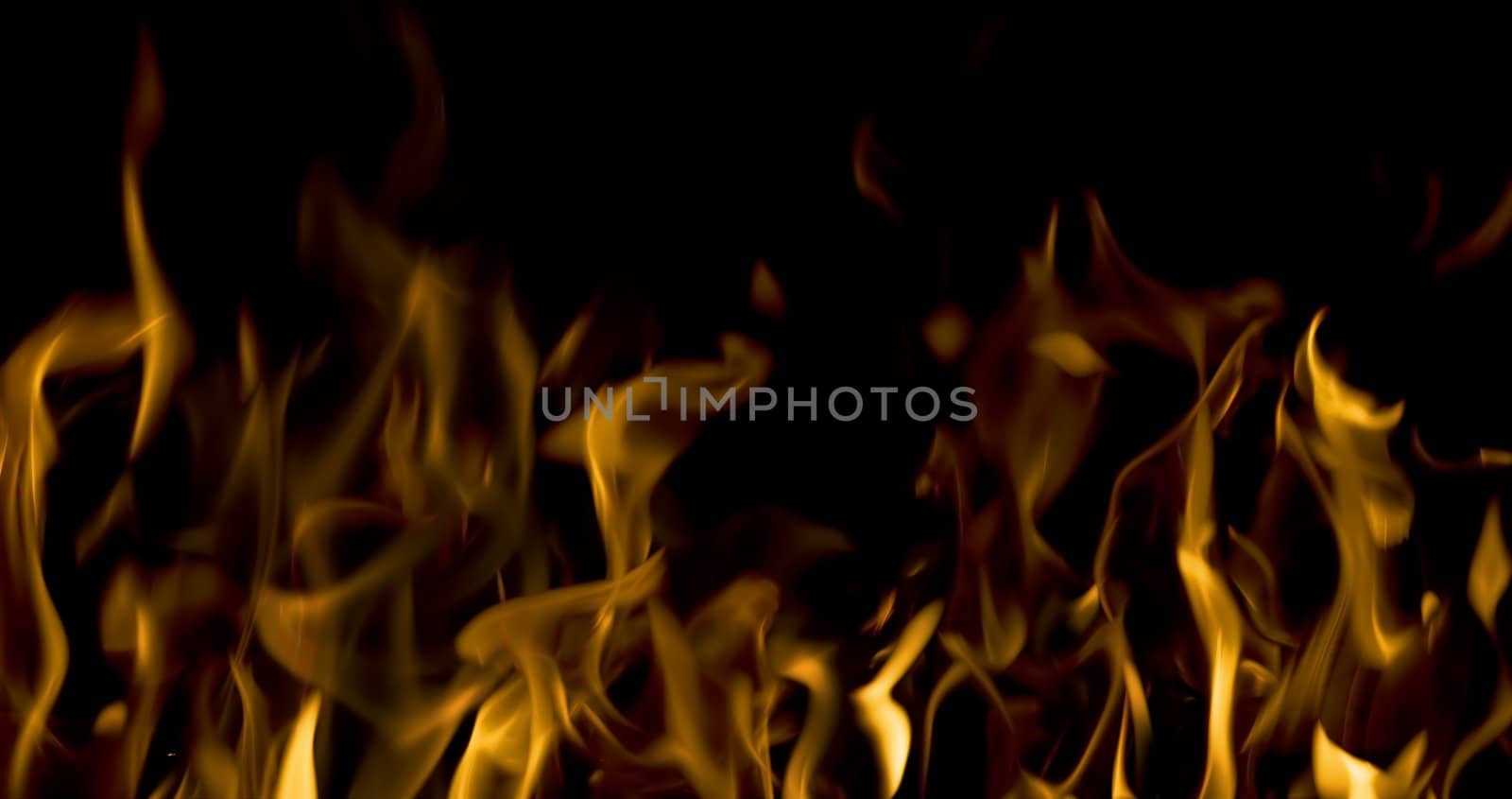 Flame of a fire. It is photographed at night on a fire of the house
