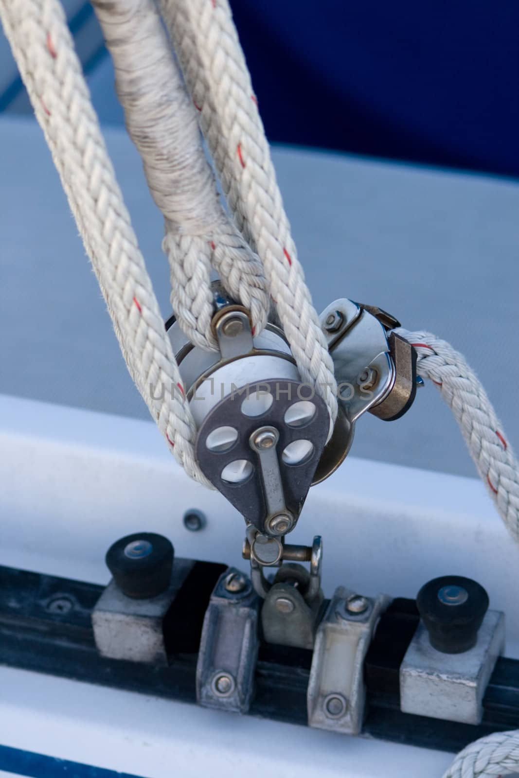 Sailboat Rigging Pulley and Tackle is typical sight on a sailboat or yacht in any marina around the world.
