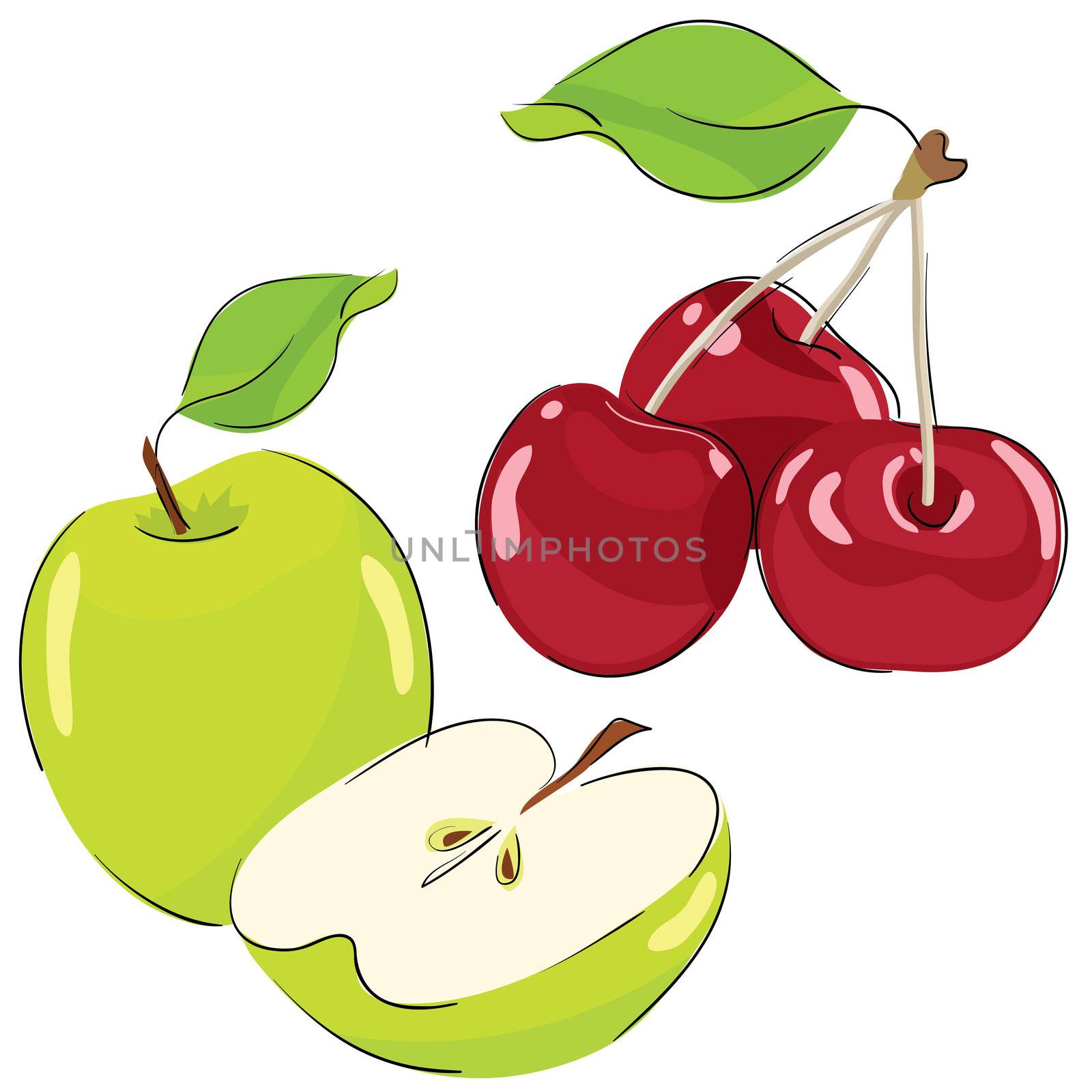 Apple and cherry by pzRomashka