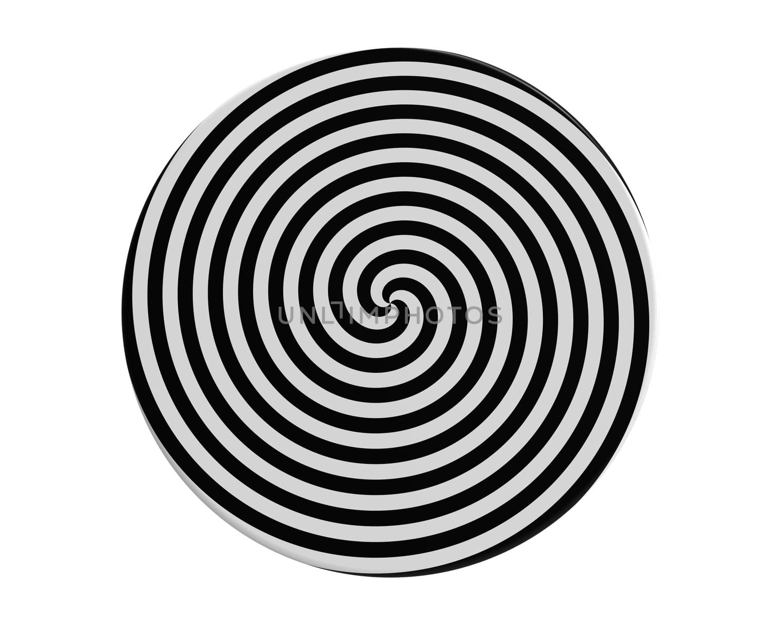 Hypnotic spiral on the round plate 3d render