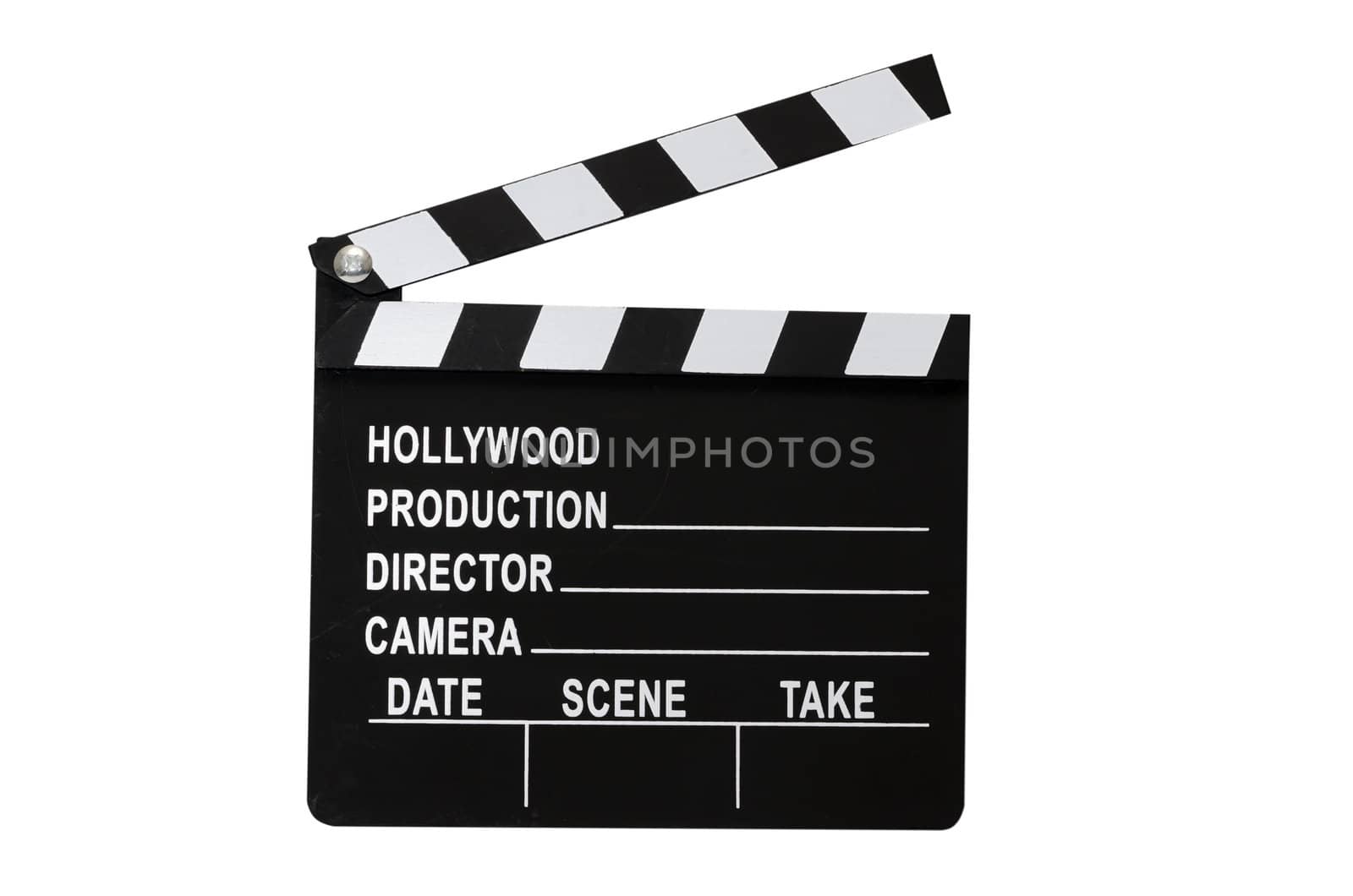 Movie clapboard isolated on white background with clipping path.