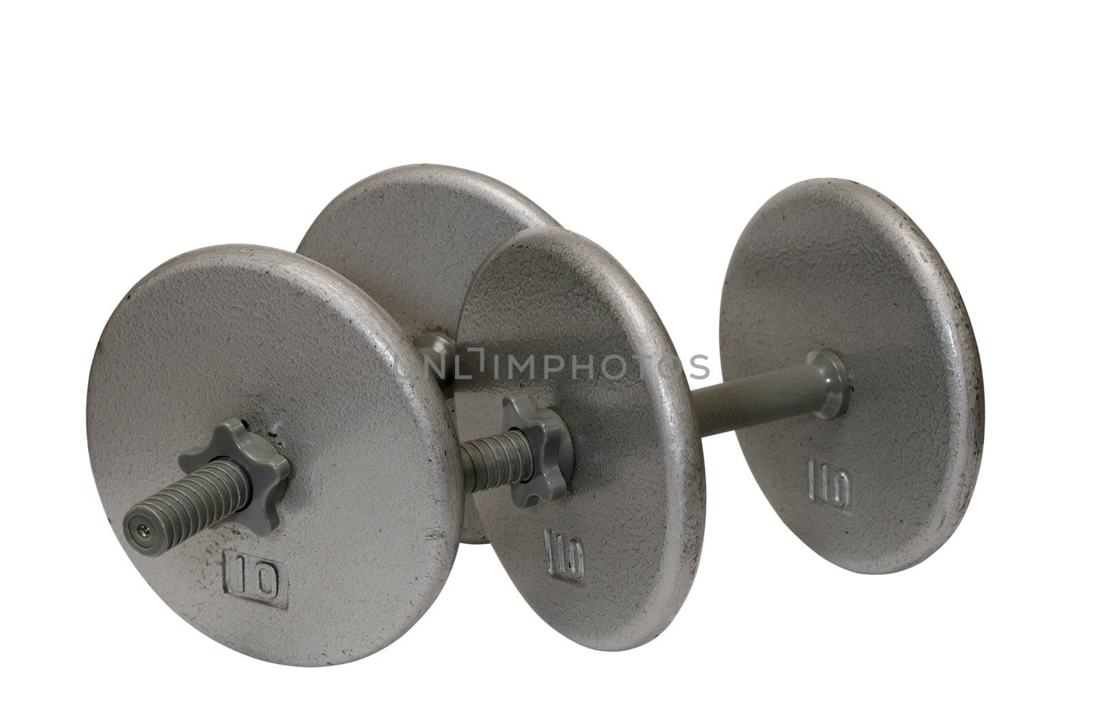 Two dumbbells isolated on white background with clipping path.