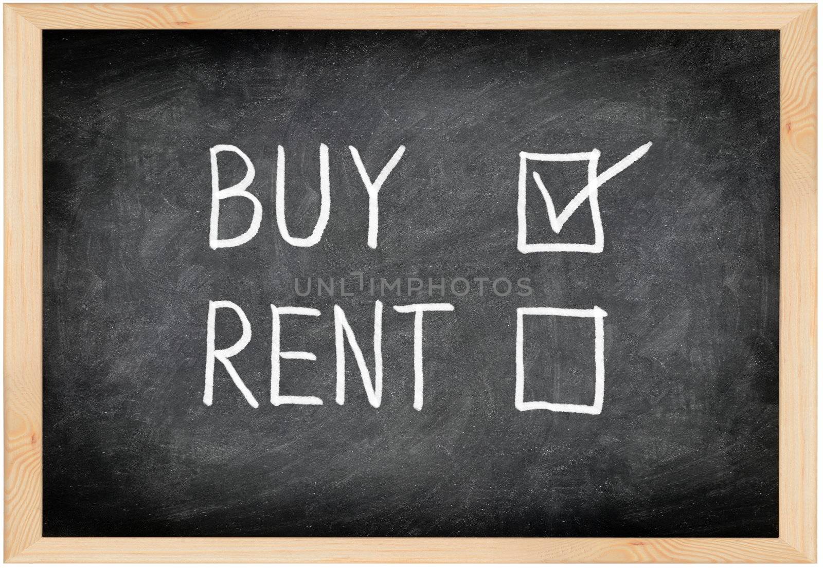 Buy not rent blackboard concept by Maridav