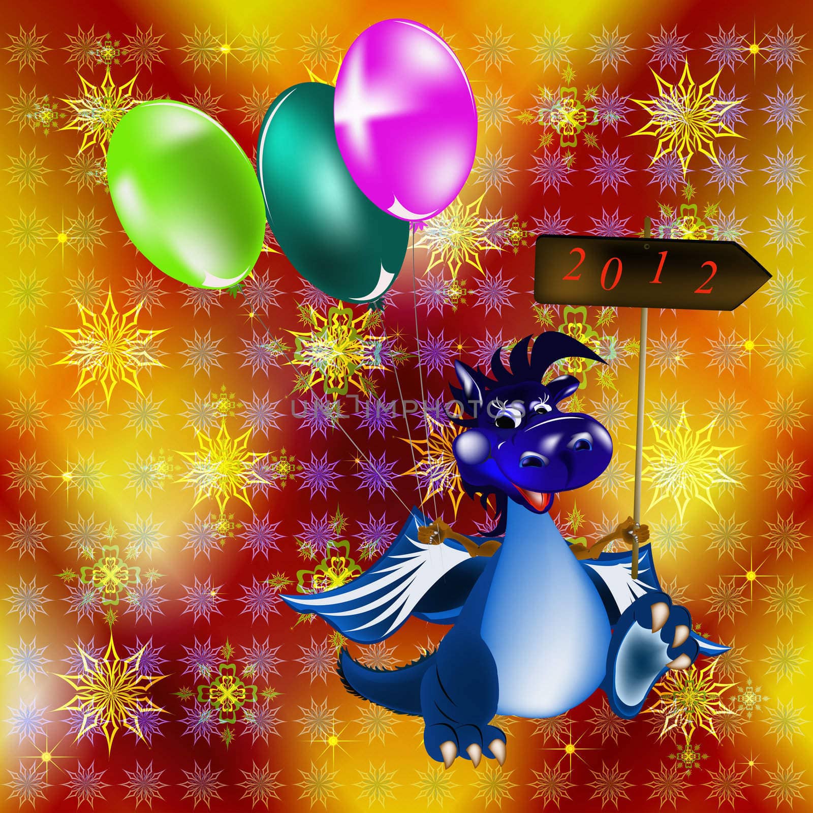 Dark blue dragon-New Year's a symbol of 2012 by sergey150770SV