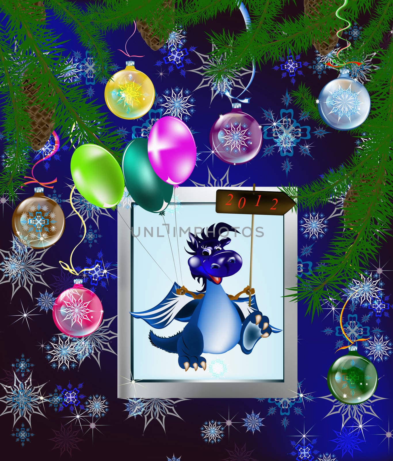 Dark blue dragon-New Year's a symbol of 2012 by sergey150770SV