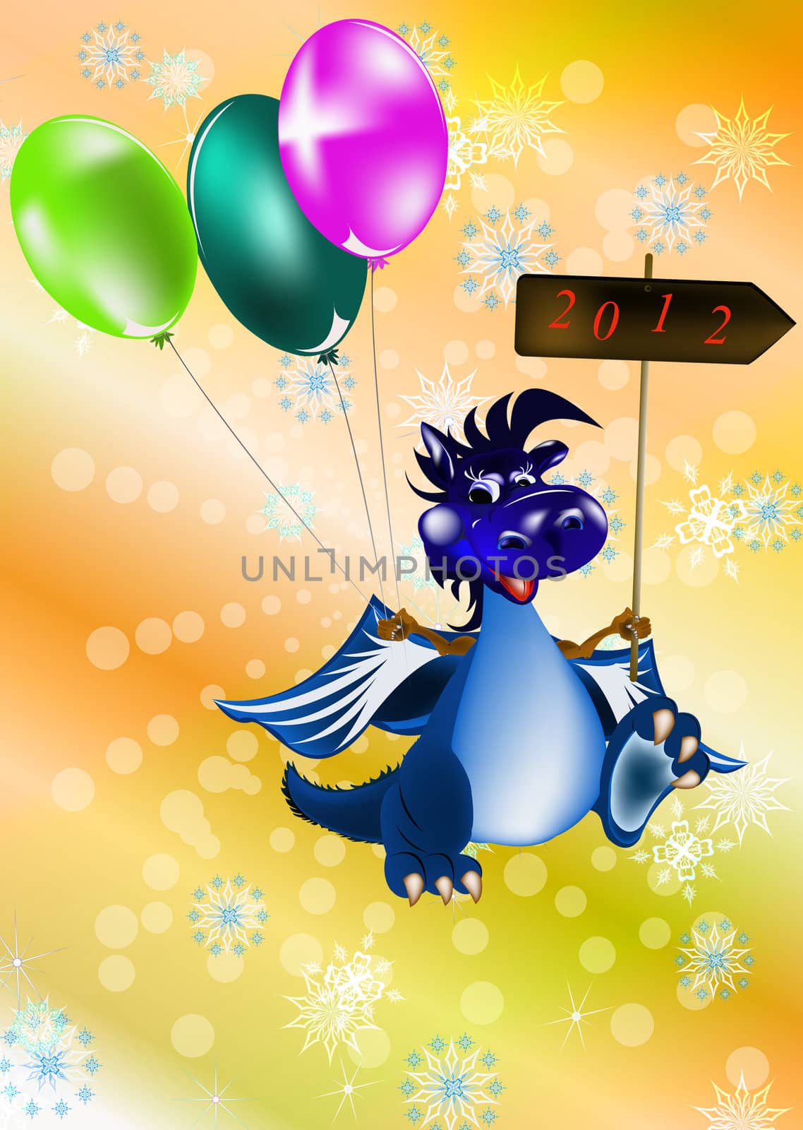 Dark blue dragon-New Year's a symbol of 2012 by sergey150770SV