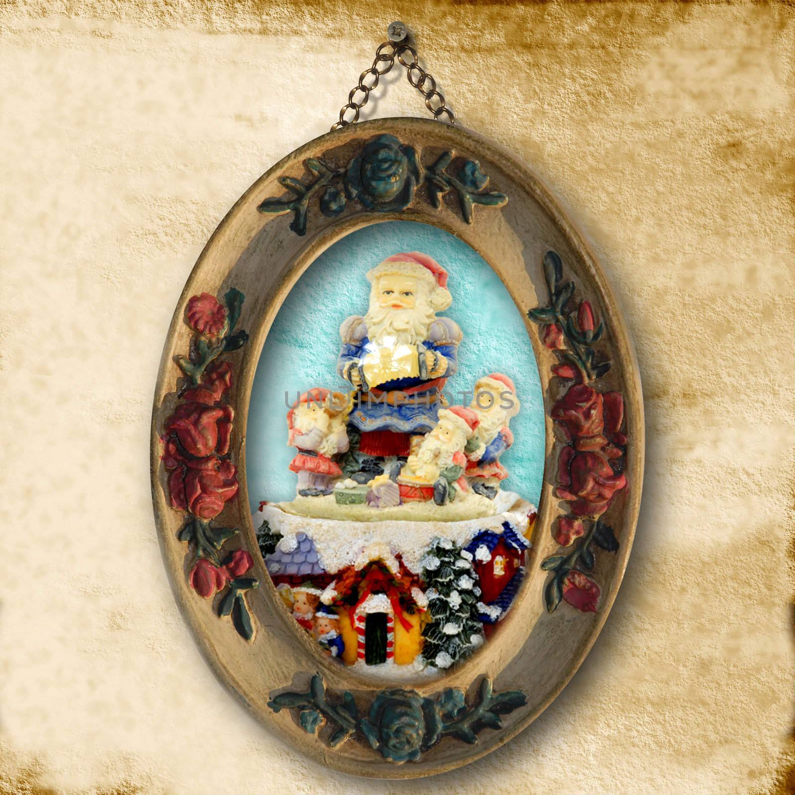 Christmas greeting cards, Santa ancient picture by Carche