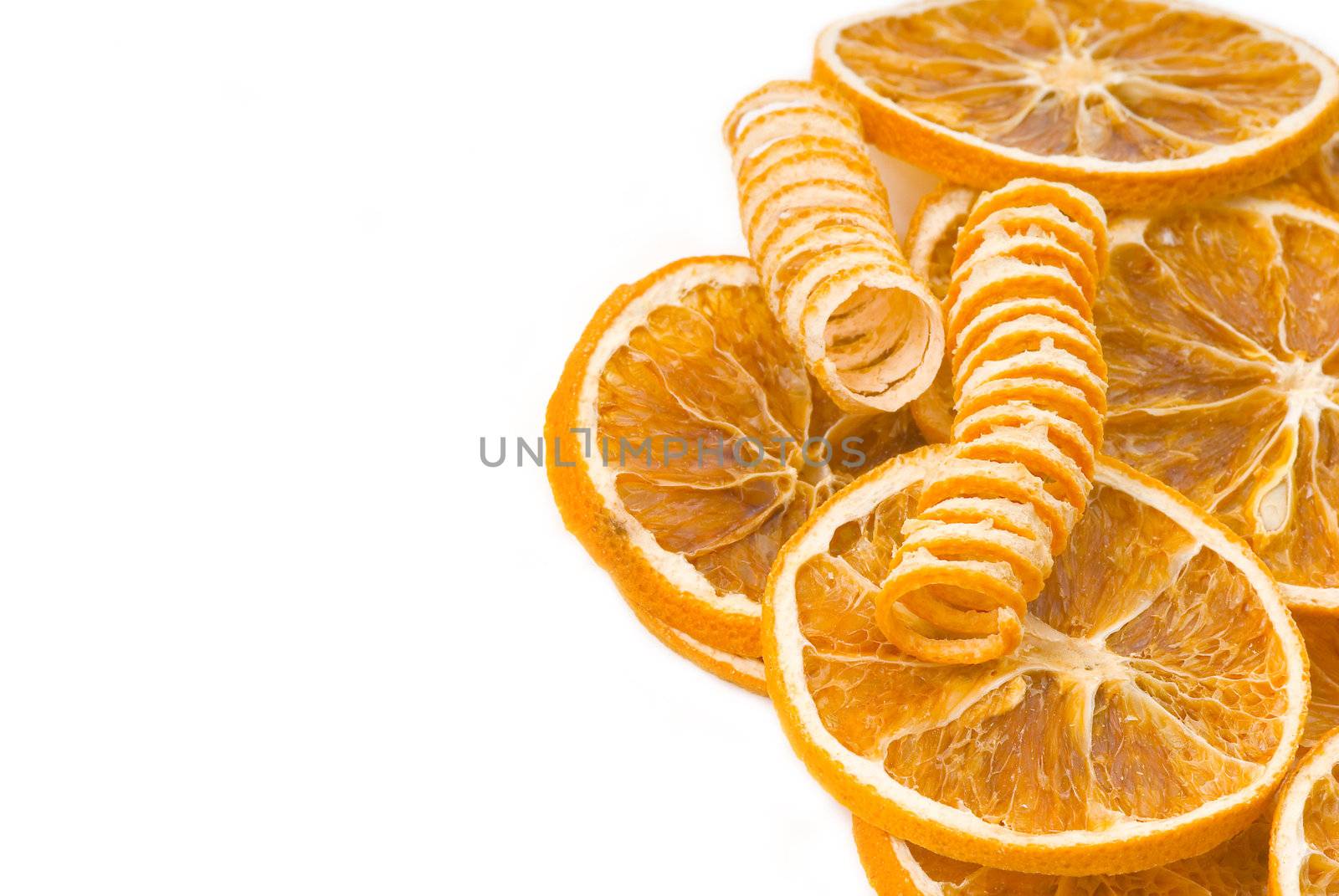 aromatic orange slices isolated on white background 