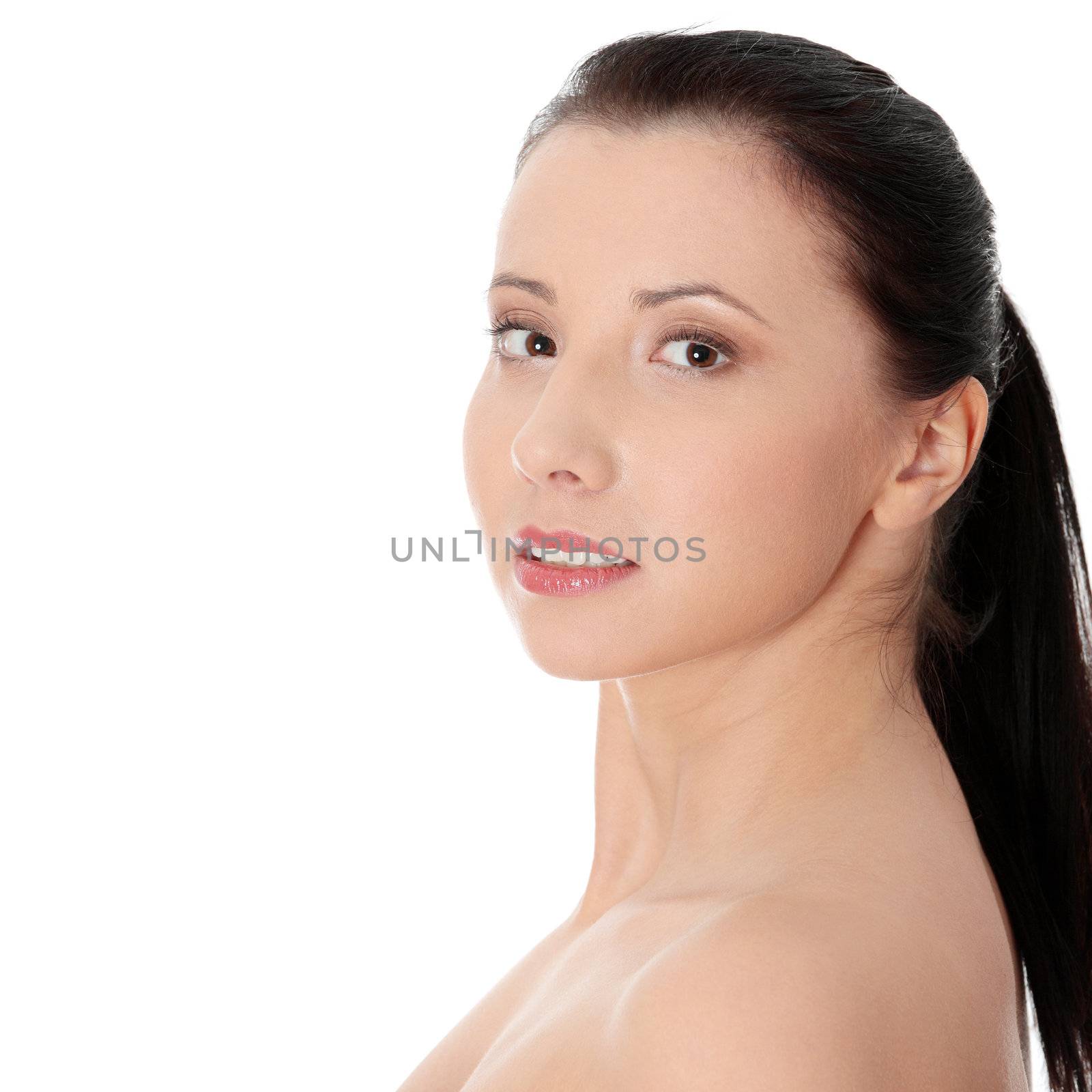 Beautiful woman's face with fresh clean skin