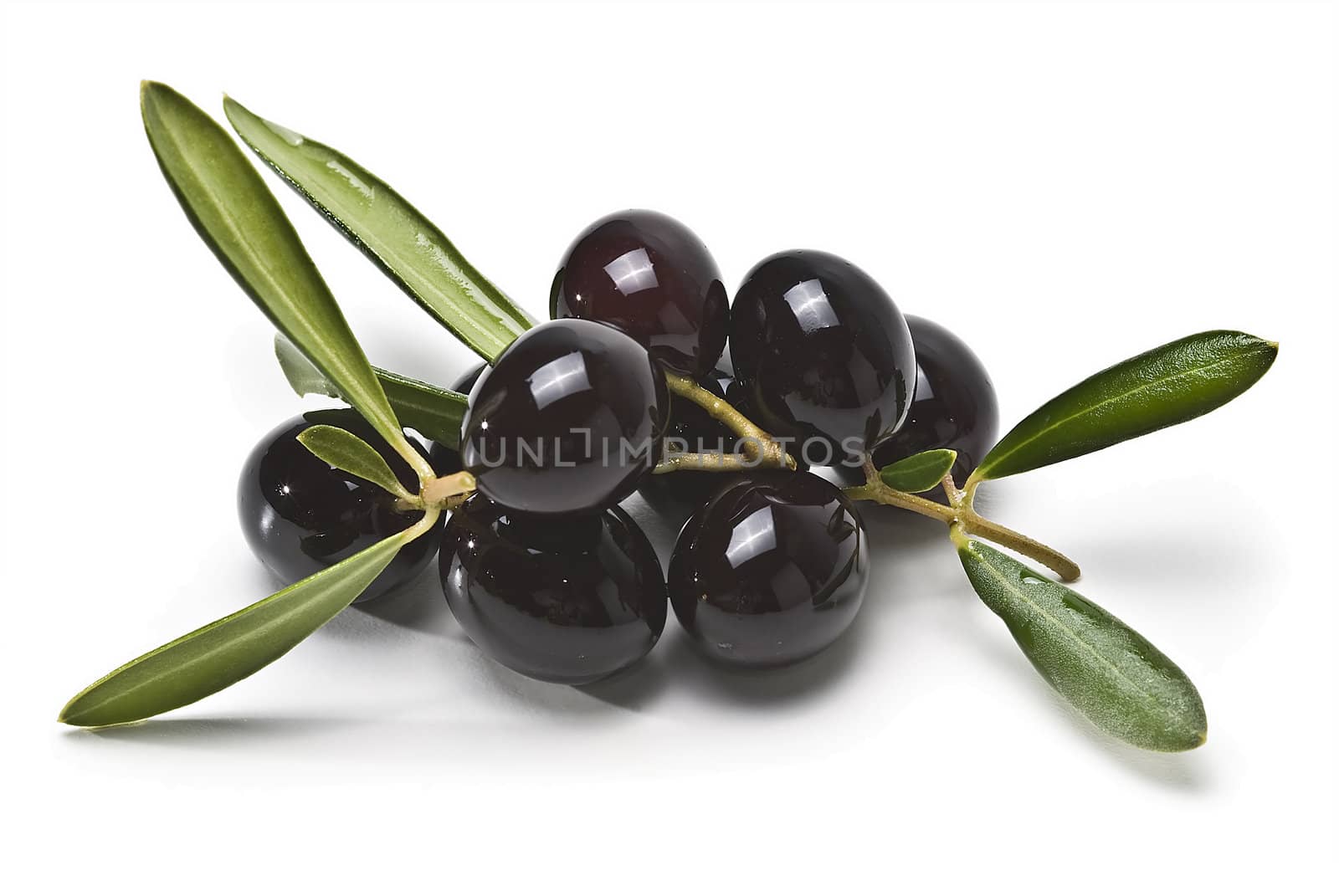 remium black olives isolated over a white background.