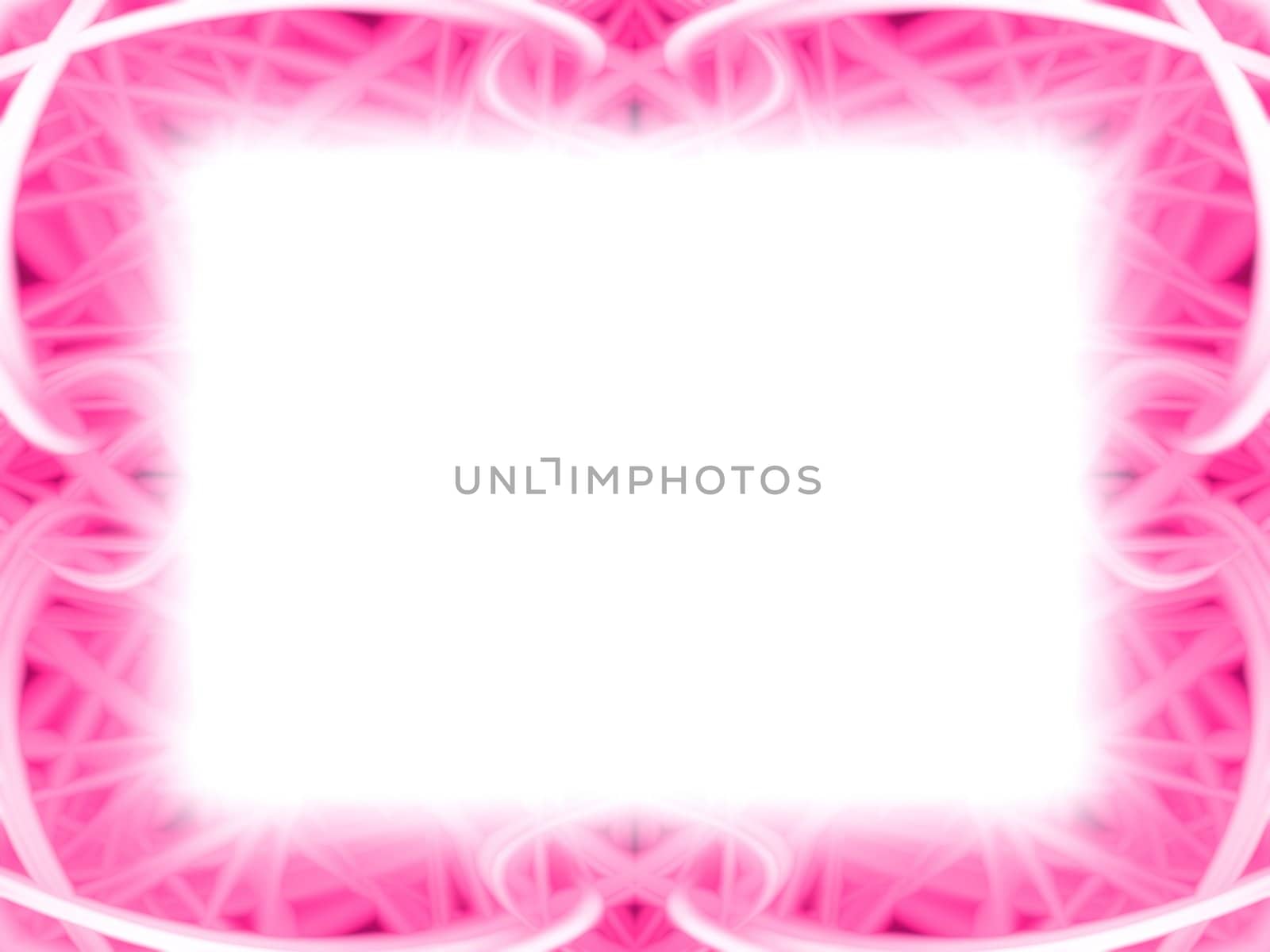 Curved pink frame with white background.