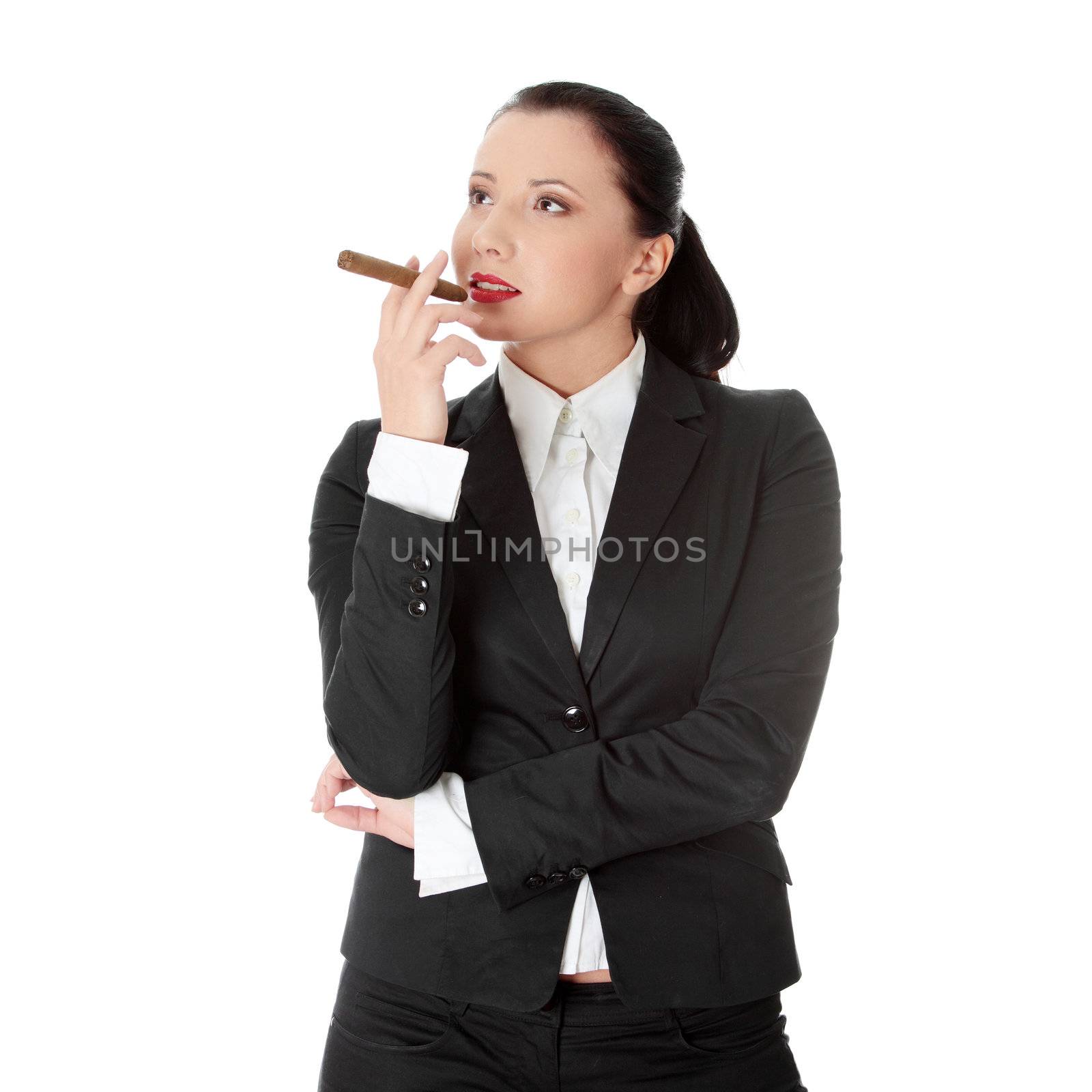 Businesswoman (boss) with cigar (feminism concept) by BDS
