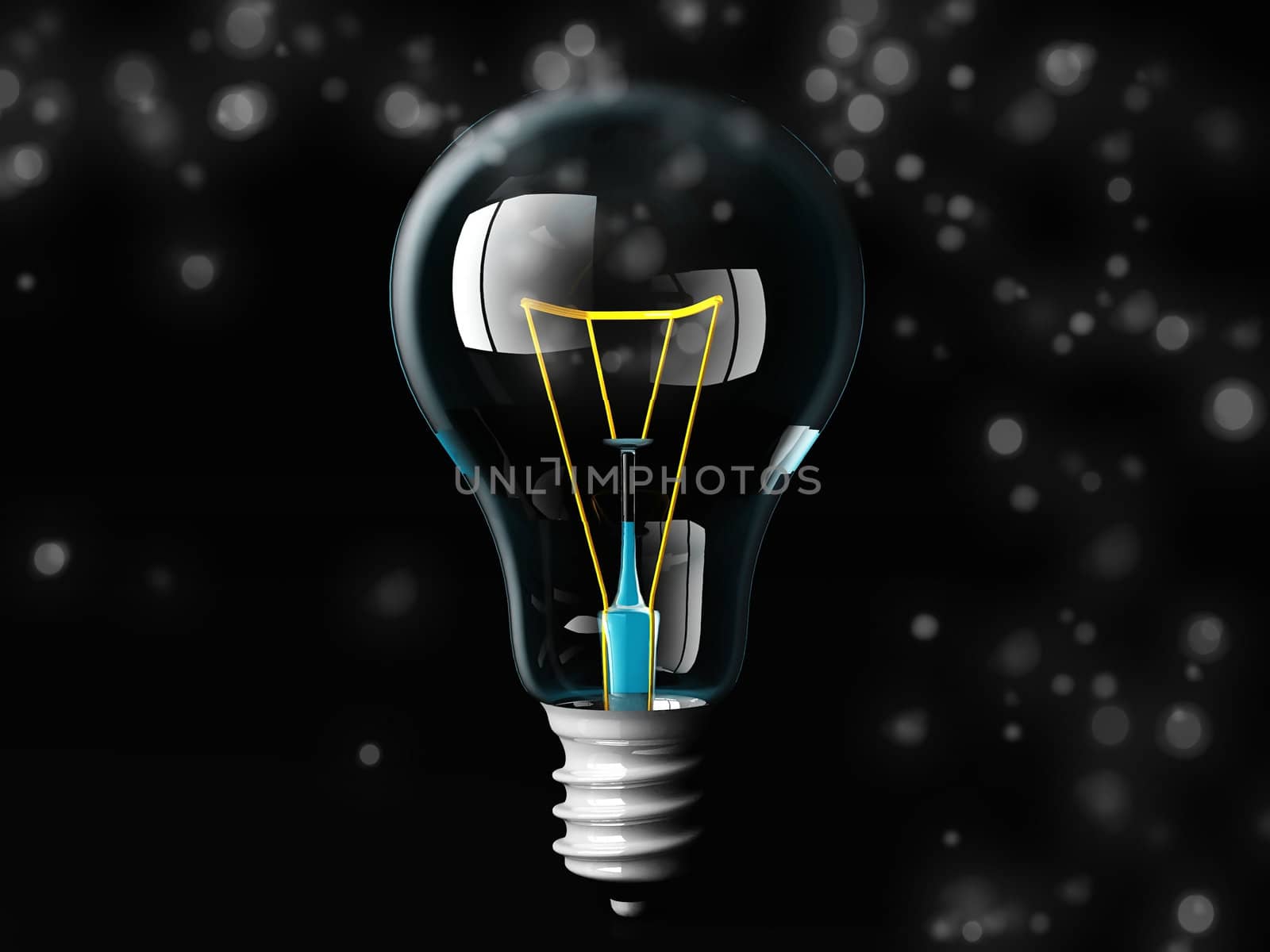 a light bulb on a black background