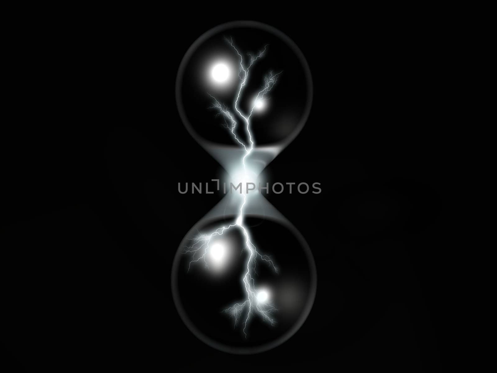 bubbles and lightning on a black background