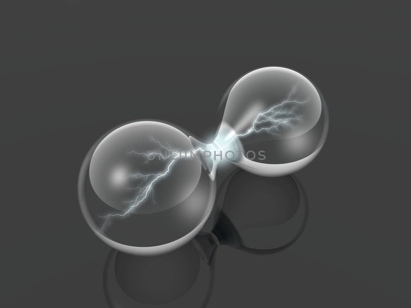 bubbles and lightning on a gray background