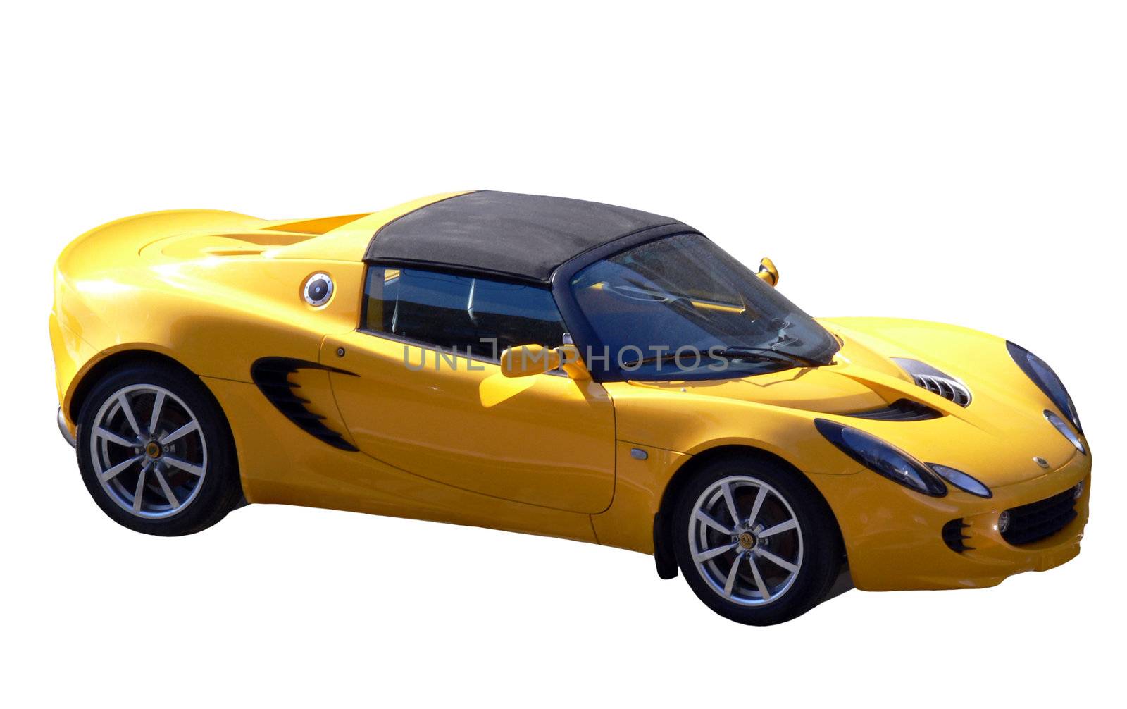 Yellow sport car isolated on white background