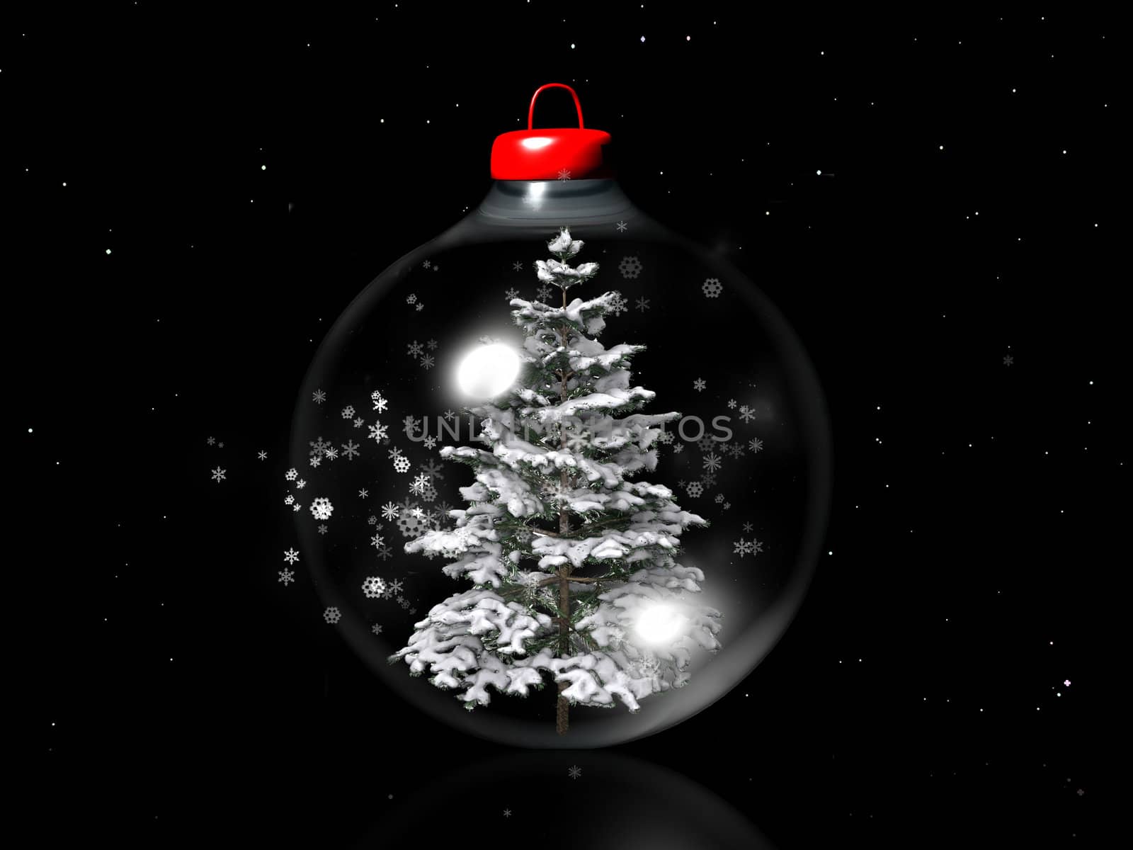 snowy  tree in a Christmas ball
