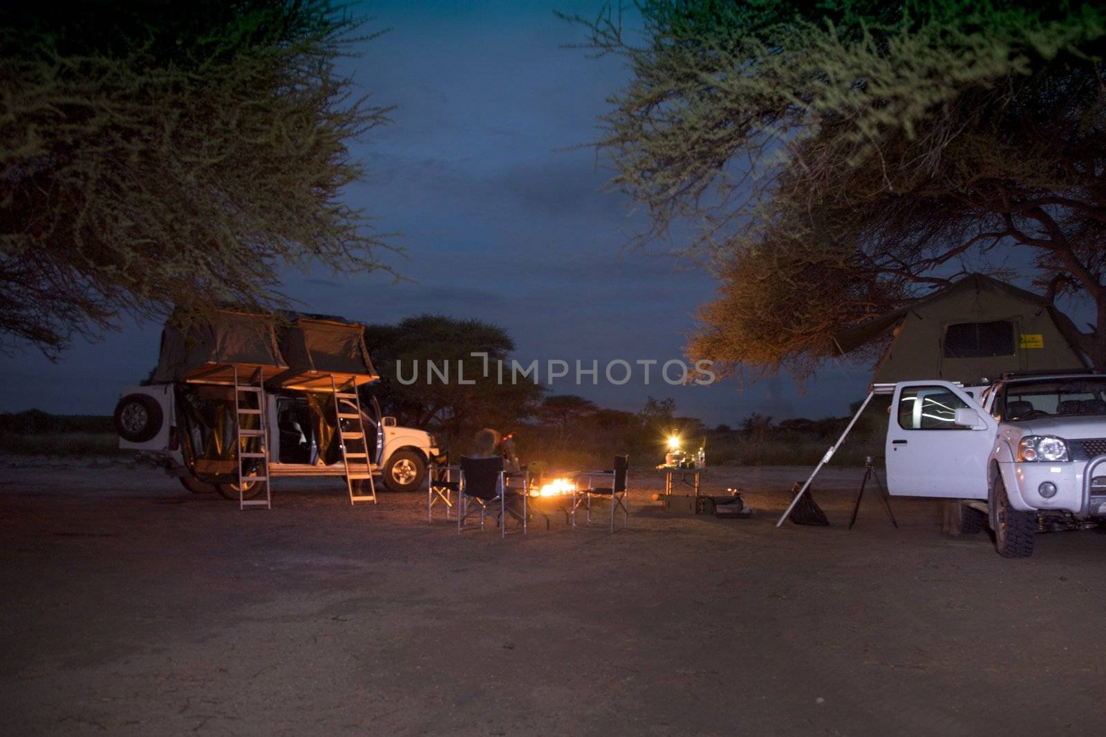 Campsite at night in Botswana - Kalahari