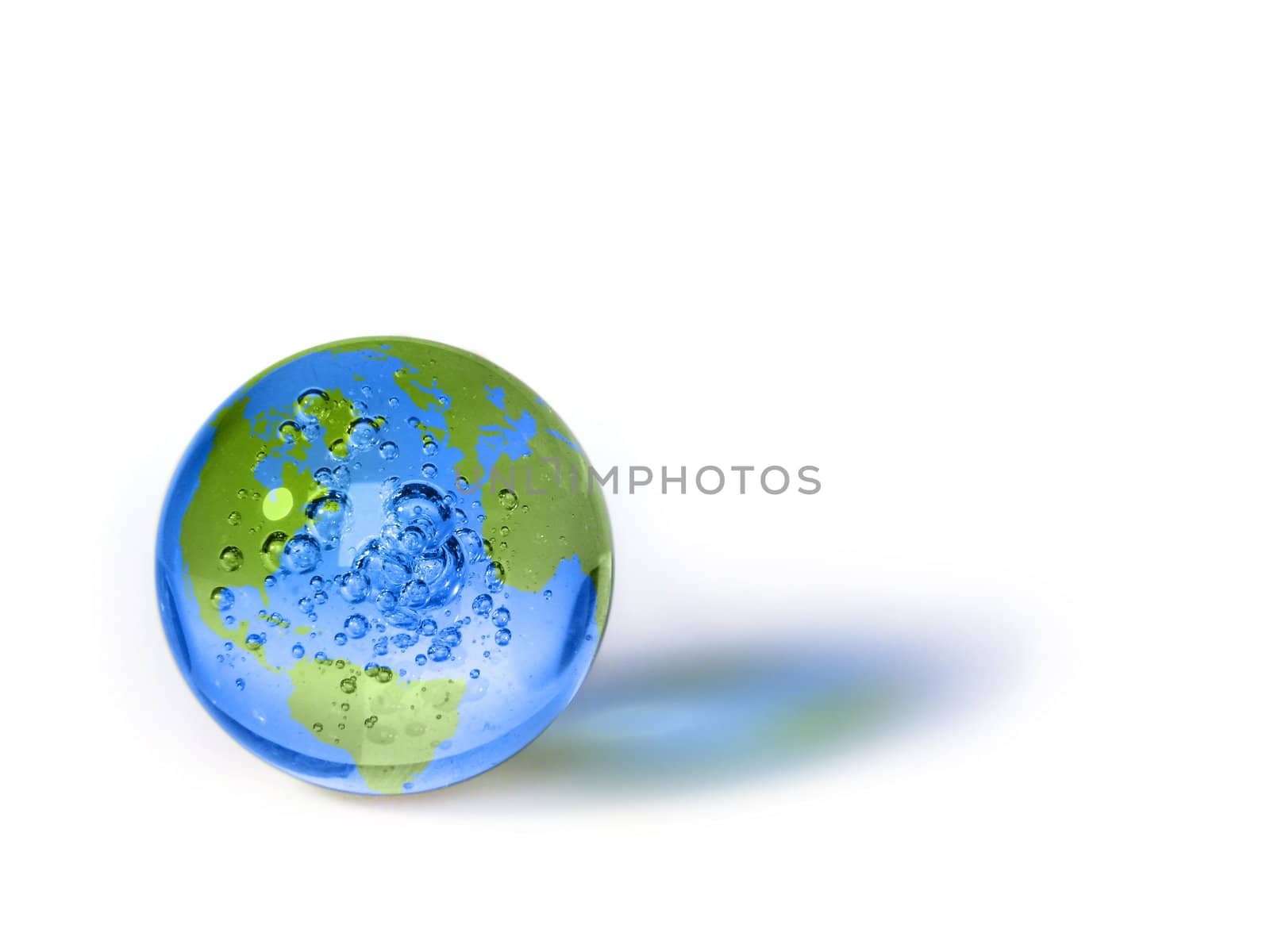 Glass ball with image of the globe