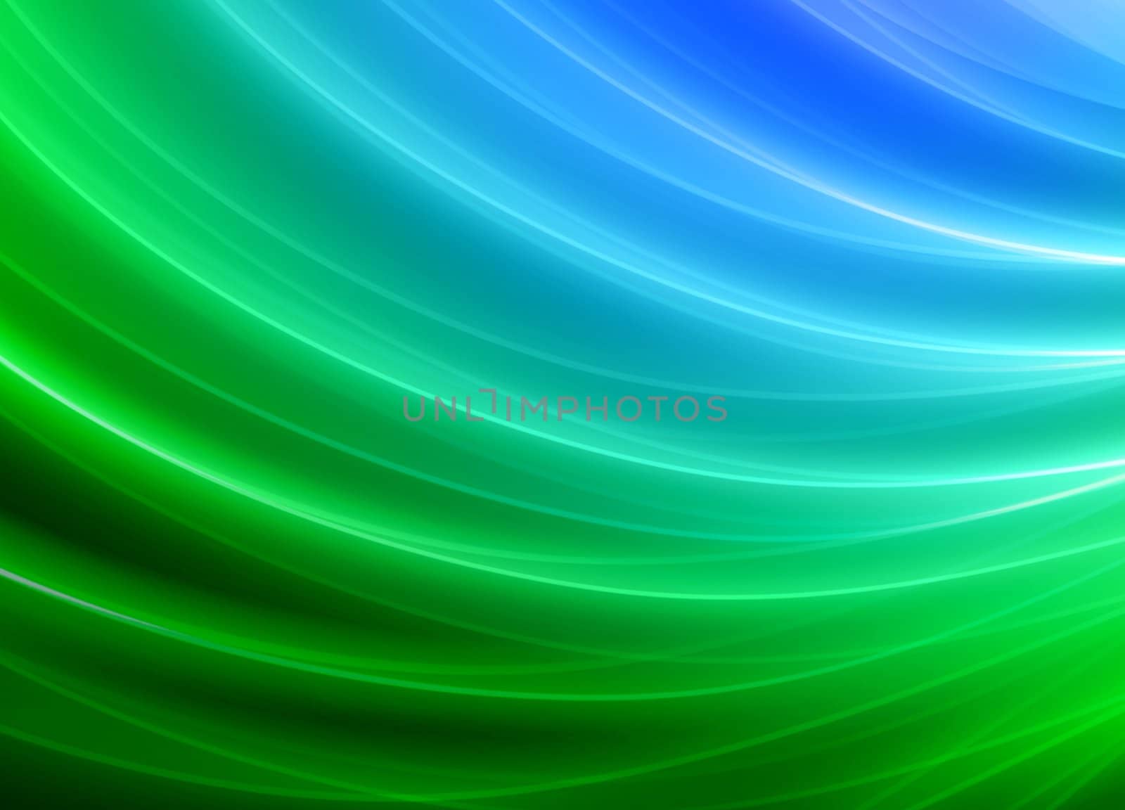 Green and blue blurry waves and curved lines background