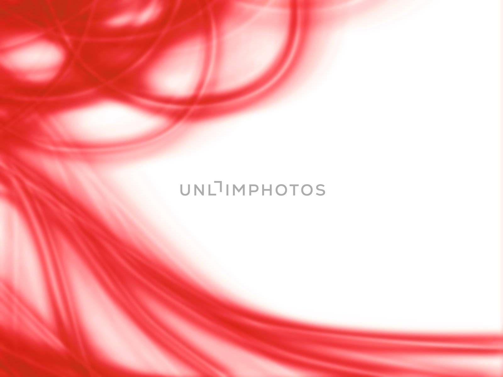 Curved lines of red light on white background.