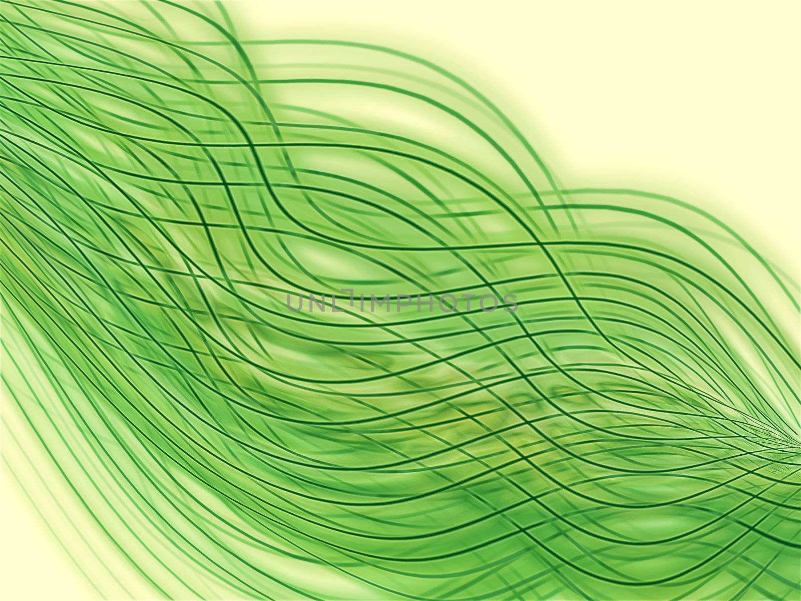 Curved green lines on light background.