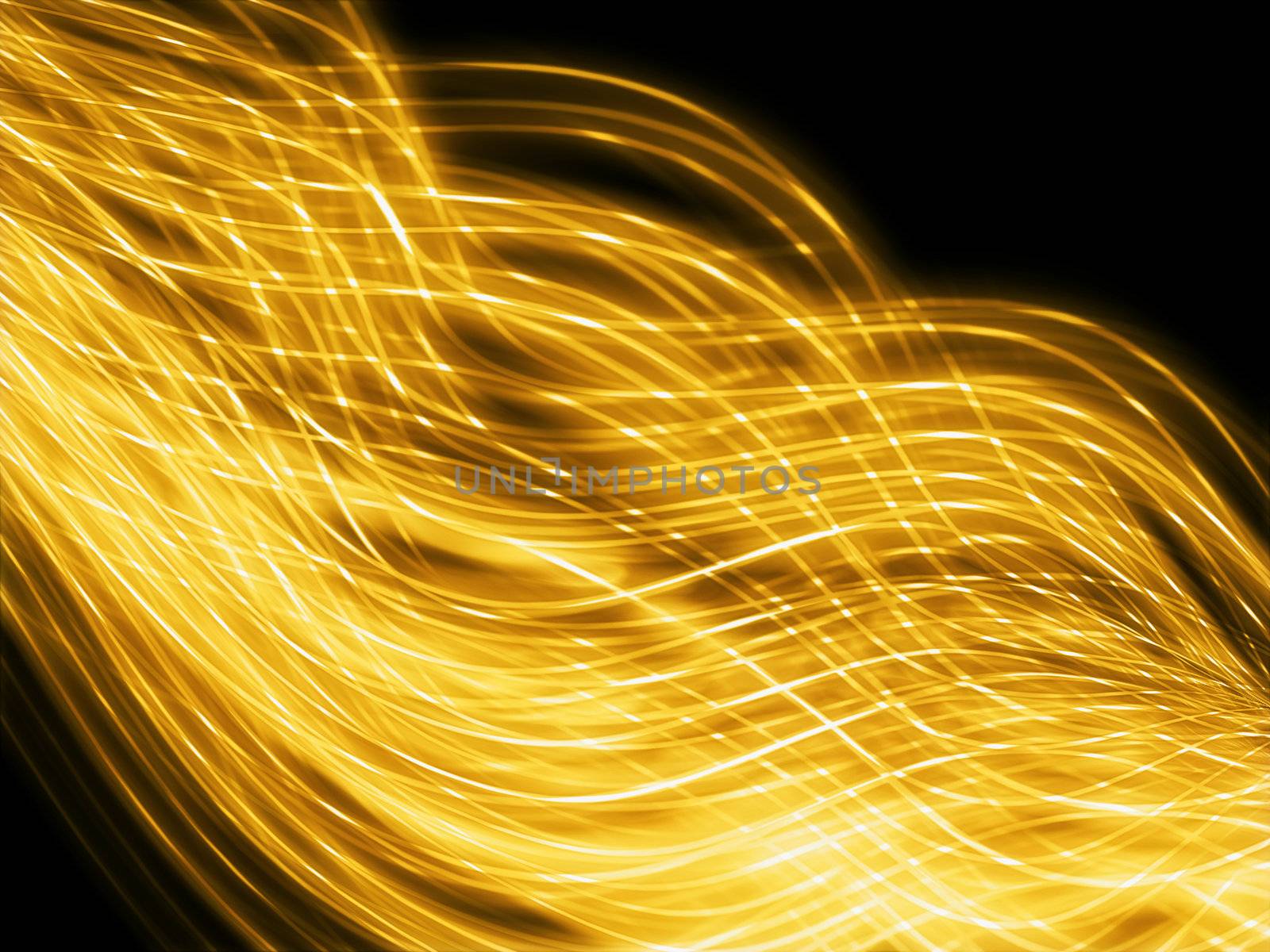 Curved gold lines on black background.