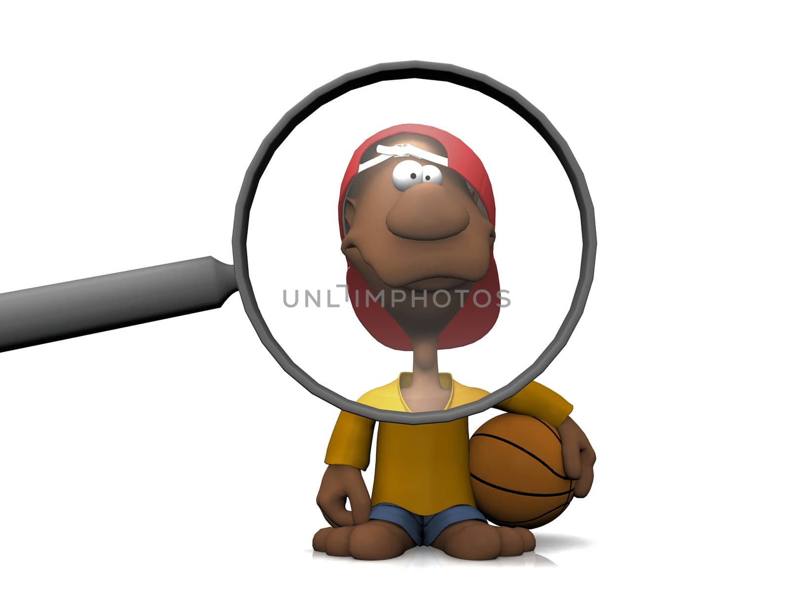 basketball player and the magnifying glass

