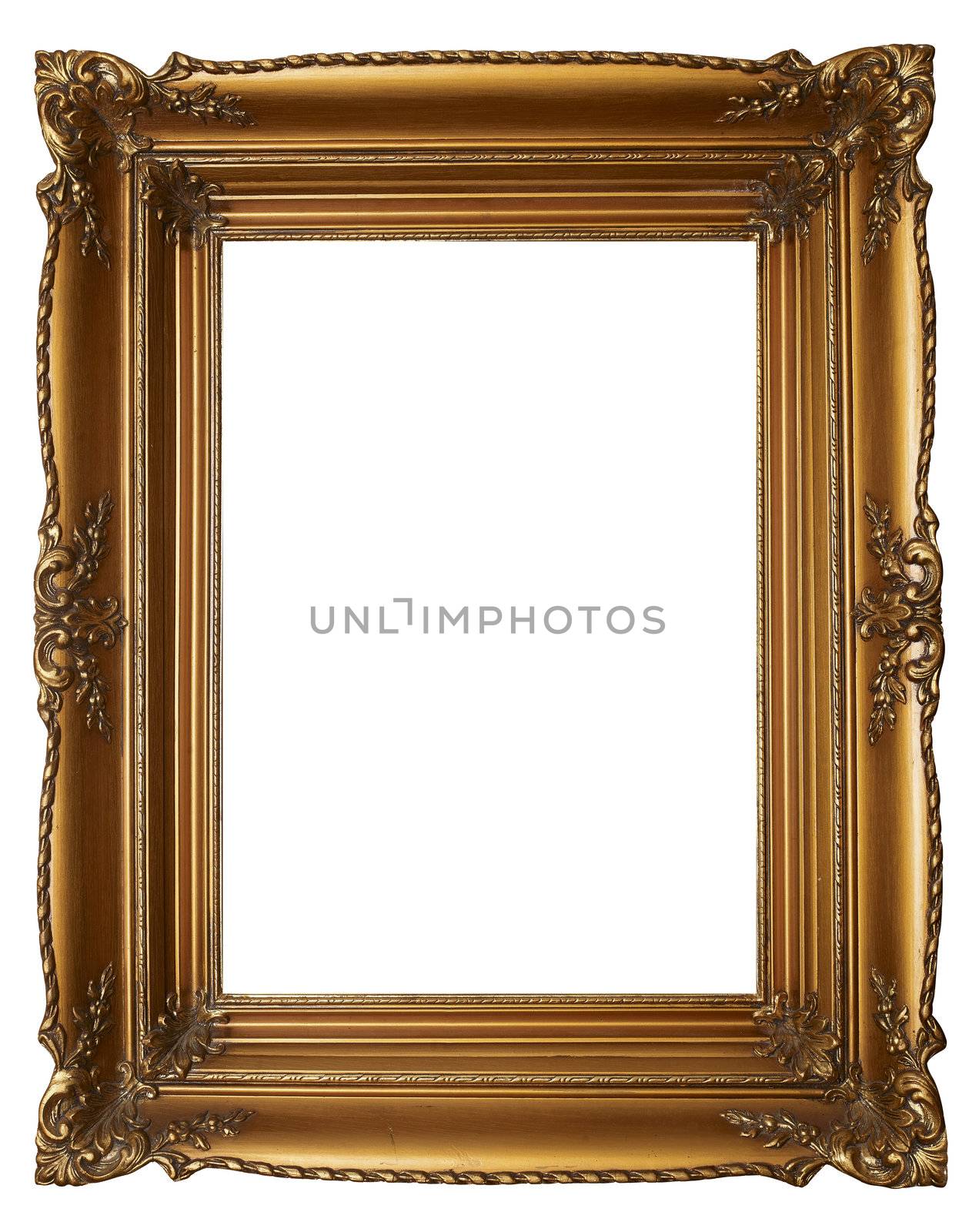 Old Picture Frame Isolated On White Background, Design Element