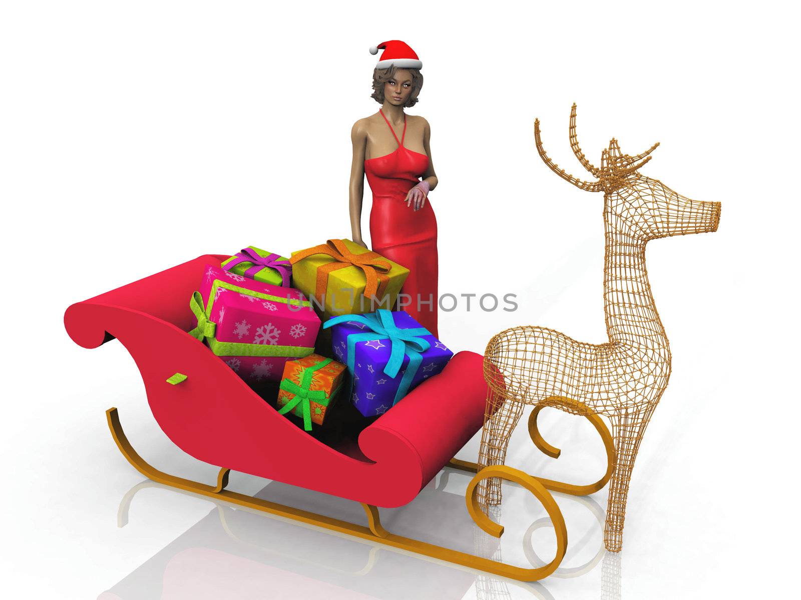 the mother in the middle of Christmas gifts