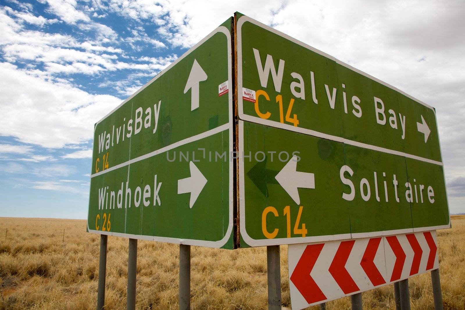 Sign Road in Namibia by watchtheworld