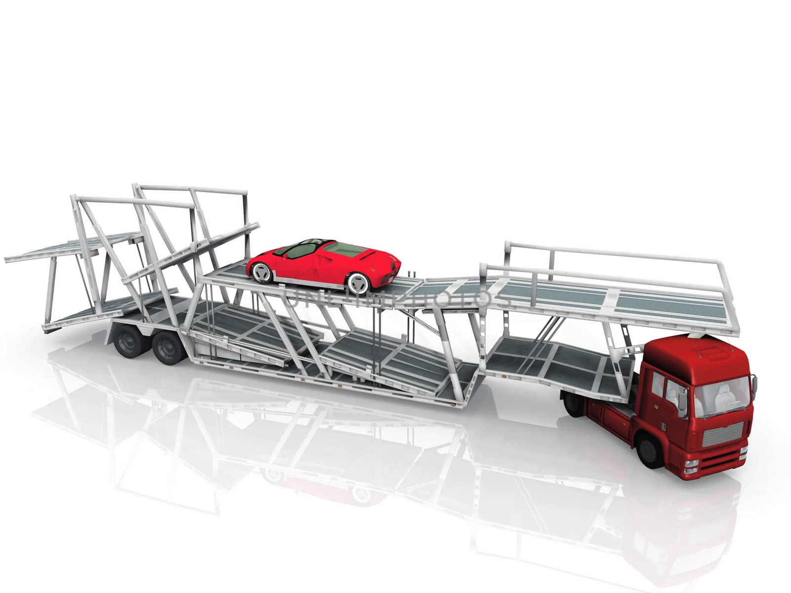 Car  transport truck on white background