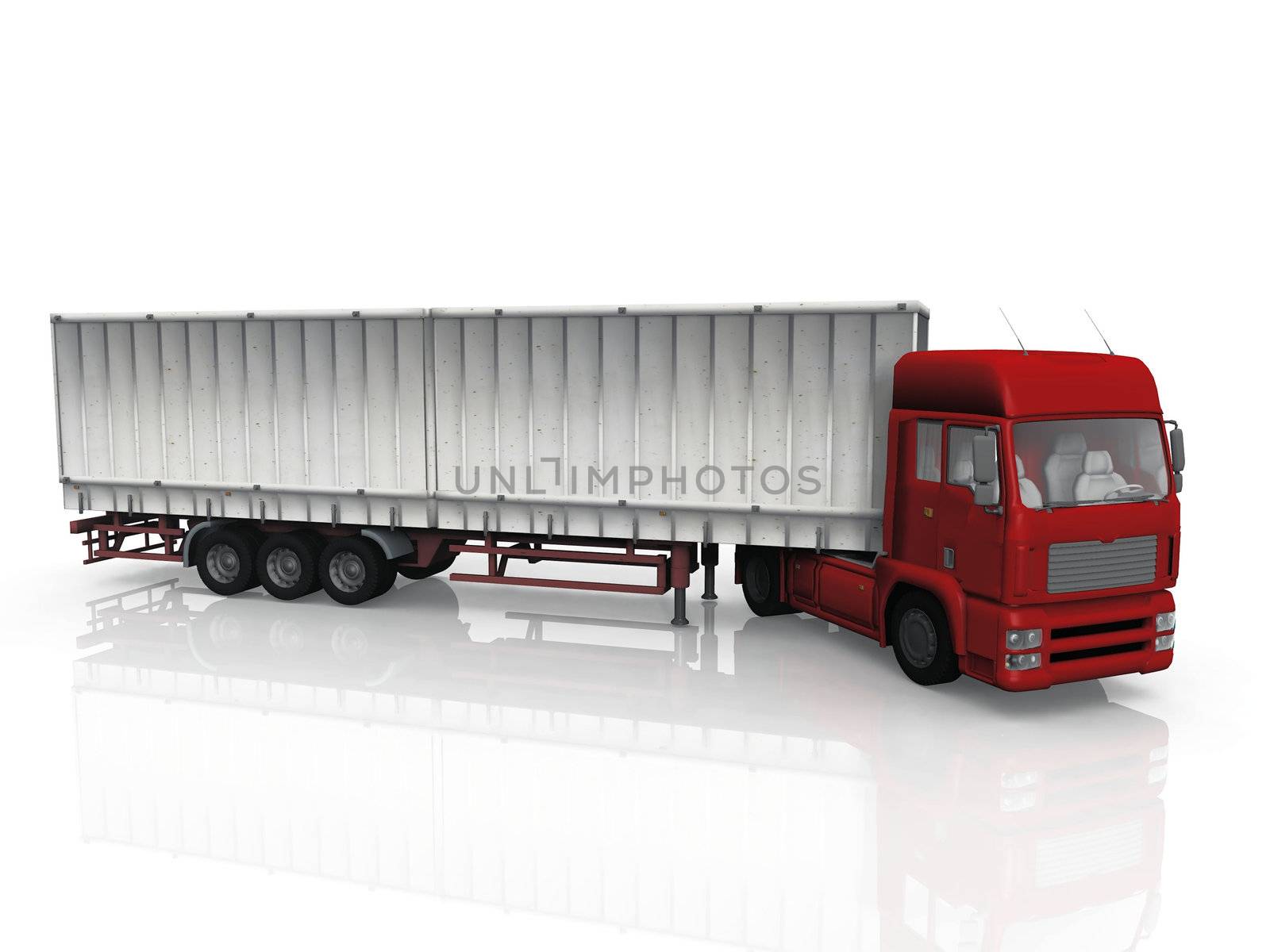 red truck on a white background