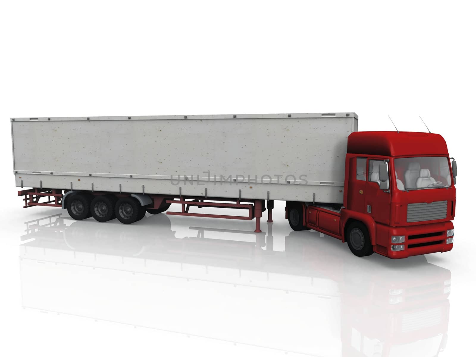 red truck on a white background