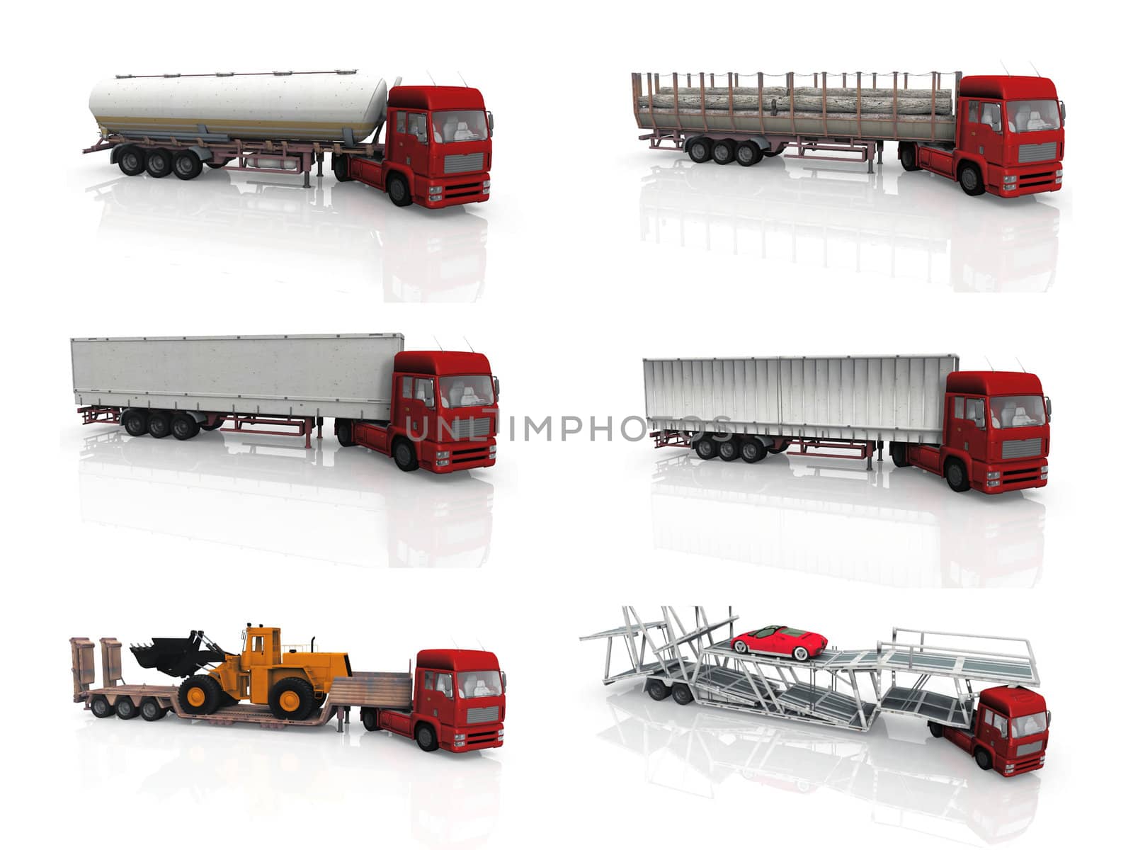 composition of red trucks
