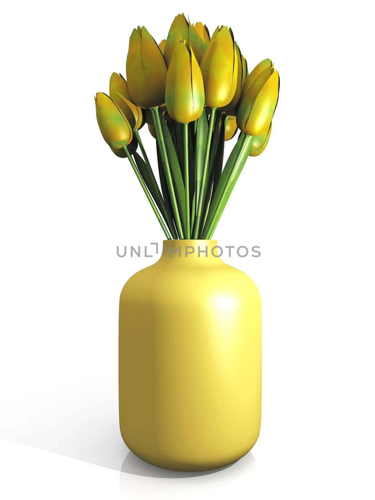 arrangement of yellow tulips in a pot