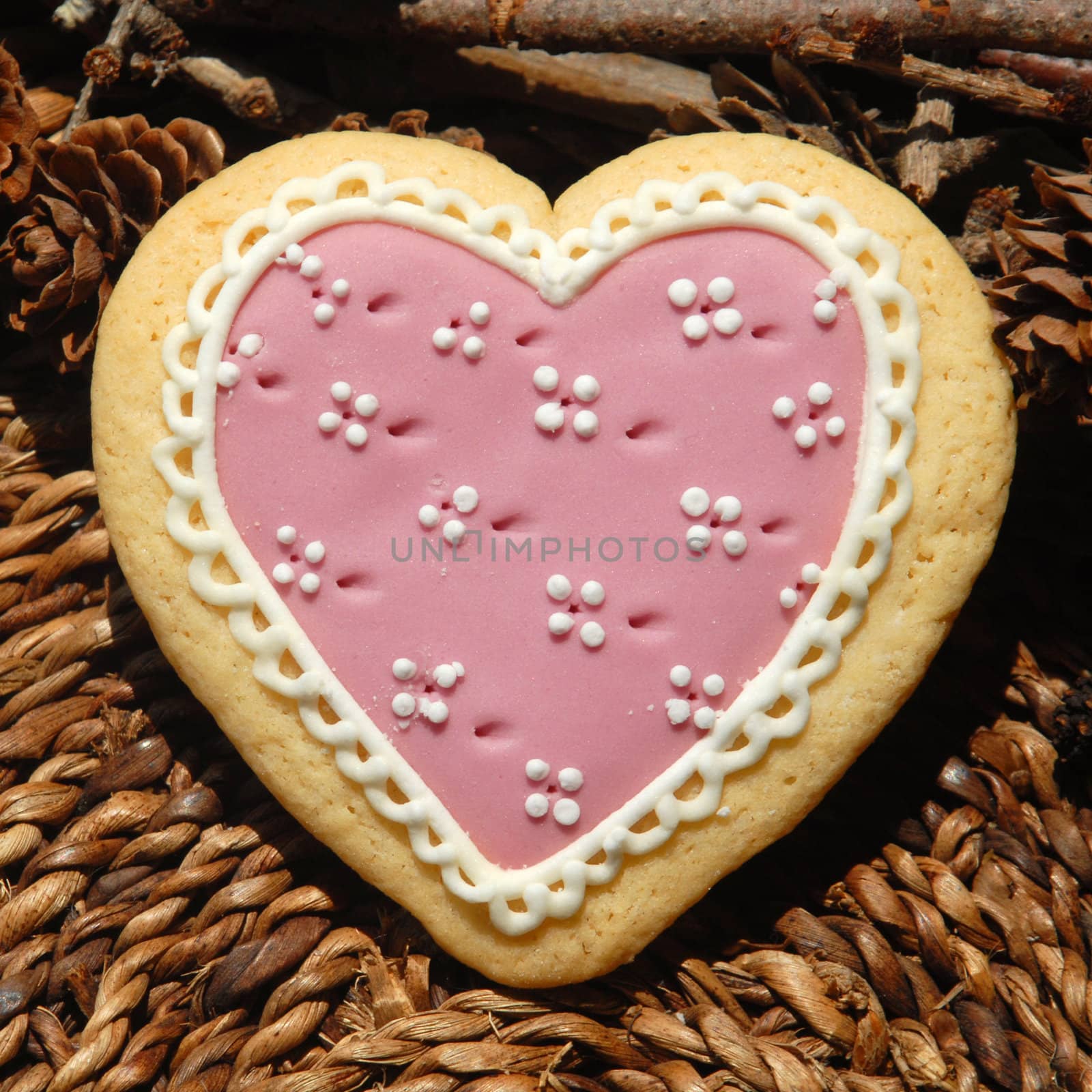 heart shaped cookie on a rustic background 