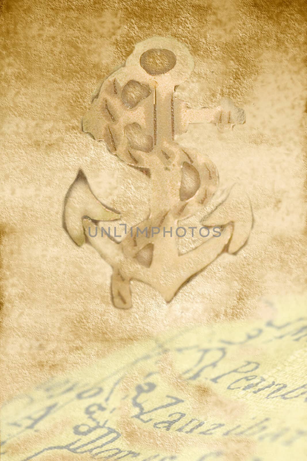 parchment paper background map and anchor 