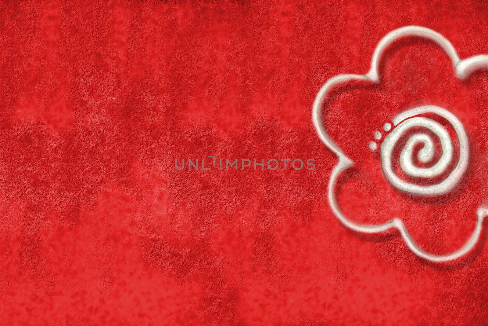 red background with daisy  by Carche