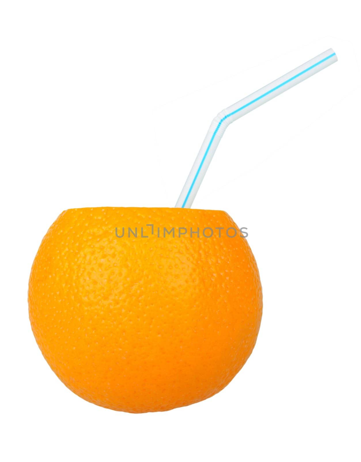 ripe orange with a straw for cocktails