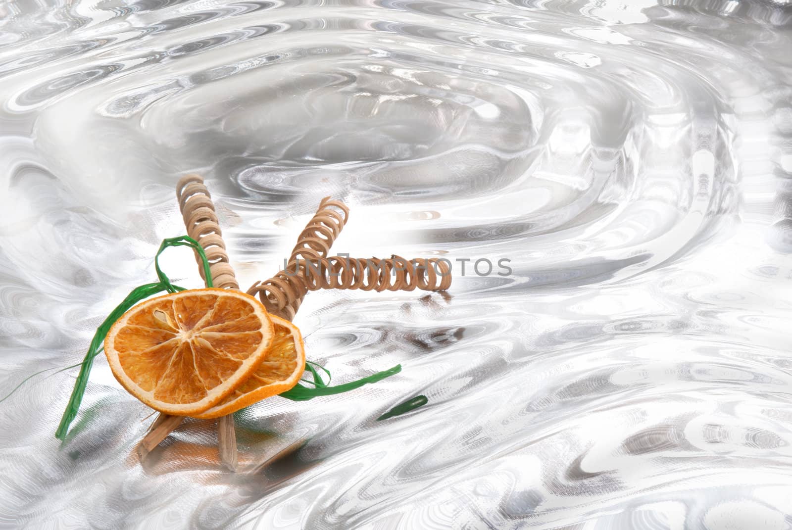 aromatic orange in a water background 