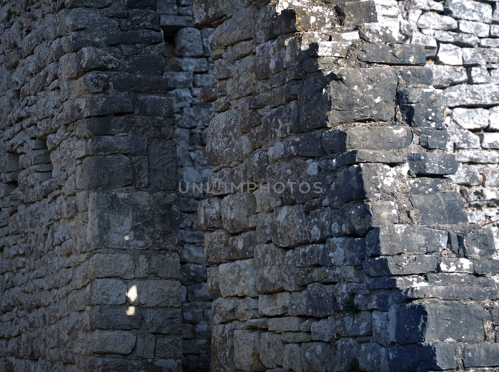 Stone walls of a old historic castle 