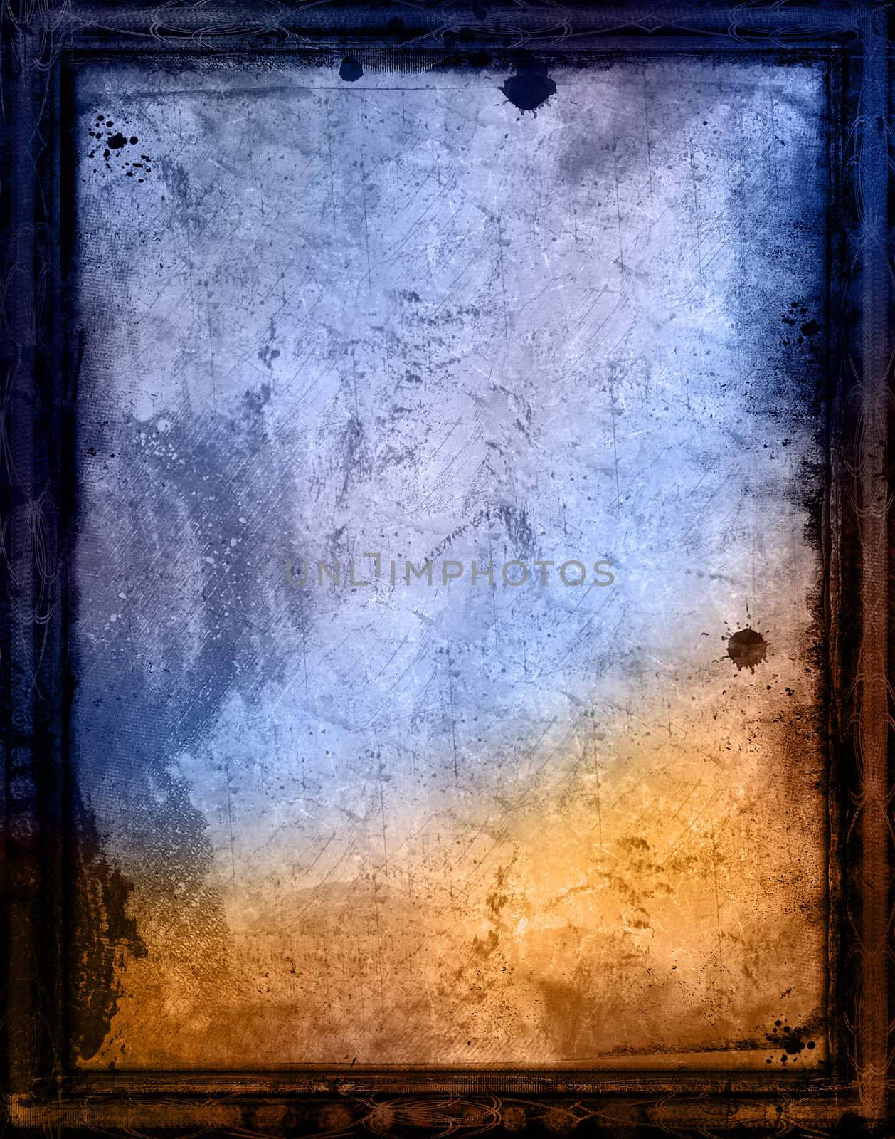 Computer designed grunge border and aged textured background