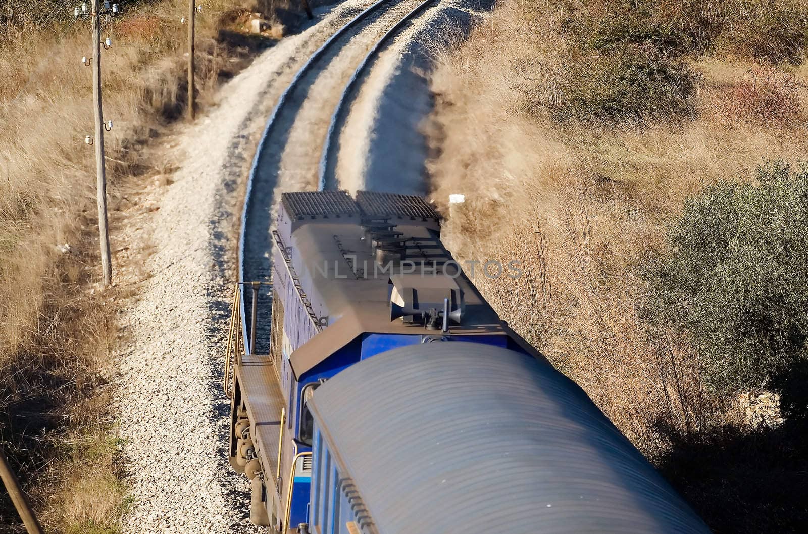 Old electric train passing by