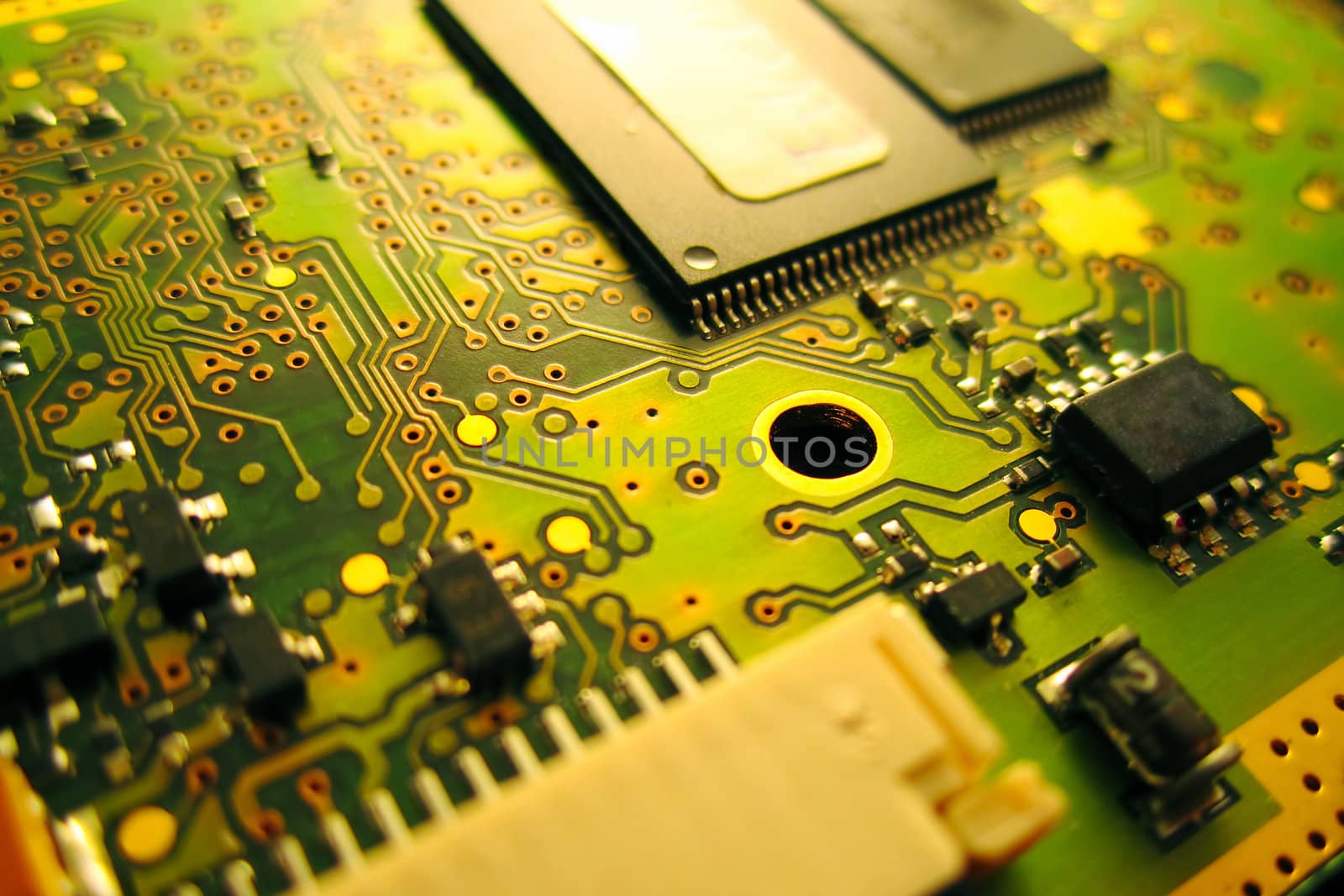 Close-in shot of computer circuit board